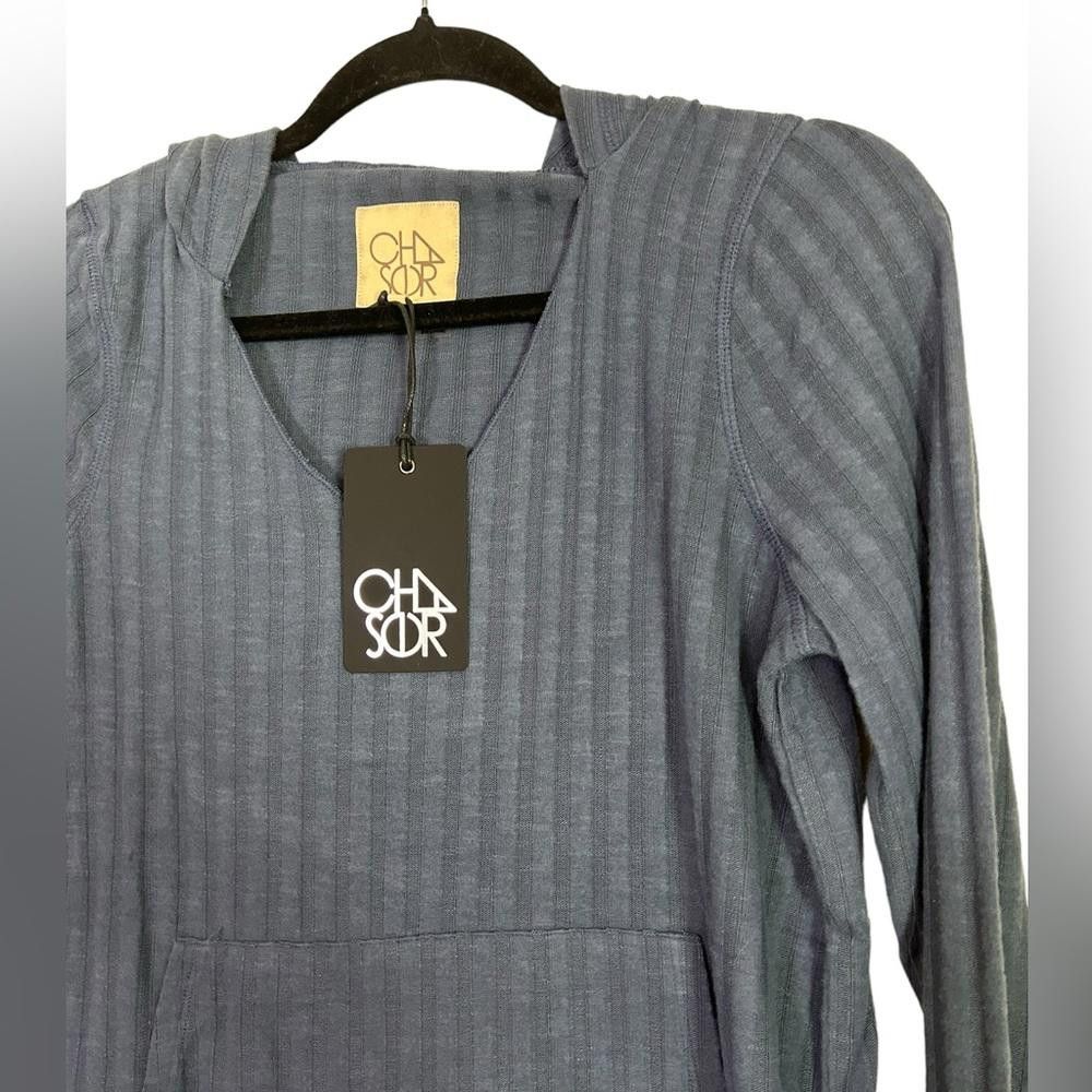 Chase Authentics Chaser l NWT Blue Ribbed Lightweight Hoodie Small Size S / US 4 / IT 40 - 2 Thumbnail