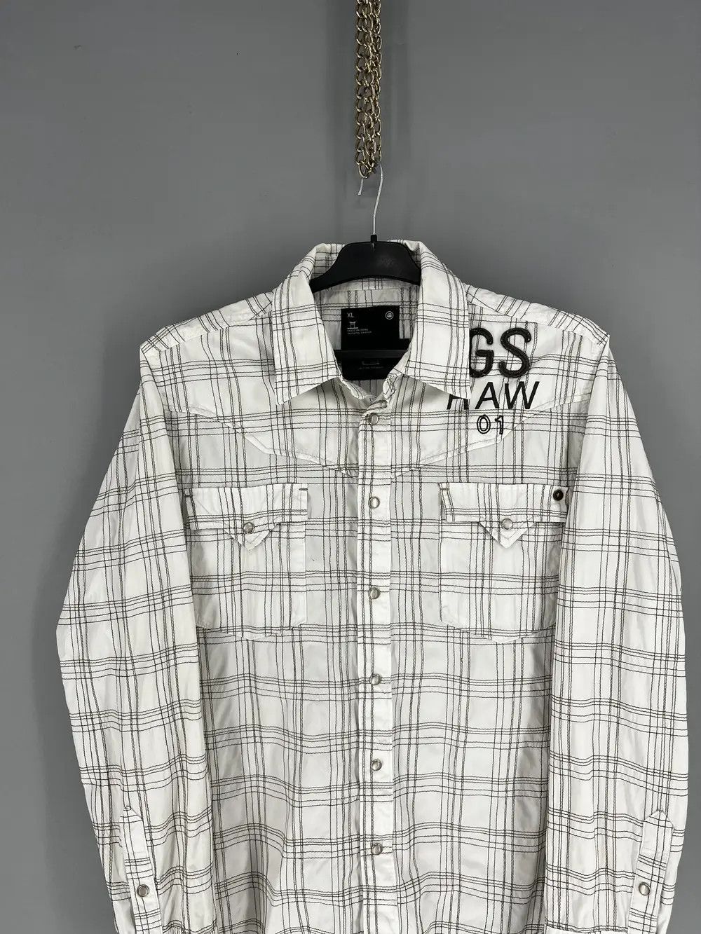 Vintage Vintage Y2K G Star Raw Men’s Plaid Shirt With Big Logo Size US XL / EU 56 / 4 - 6 Thumbnail