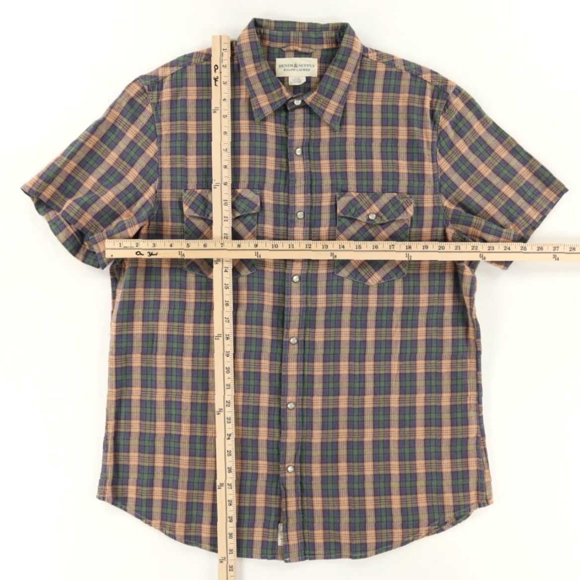Vintage Denim & Supply Ralph Lauren Pearl Snap Twill Plaid Shirt Green Men XL Shirt Size US XL / EU 56 / 4 - 3 Thumbnail