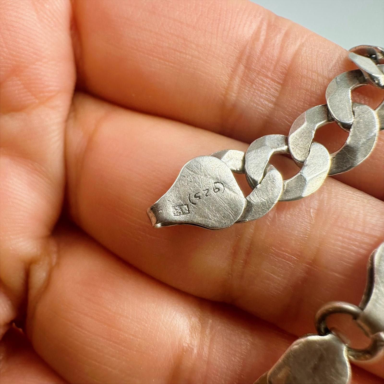 Sterling Silver Vintage 925 Sterling Silver Curb Chain Bracelet Size ONE SIZE - 6 Thumbnail