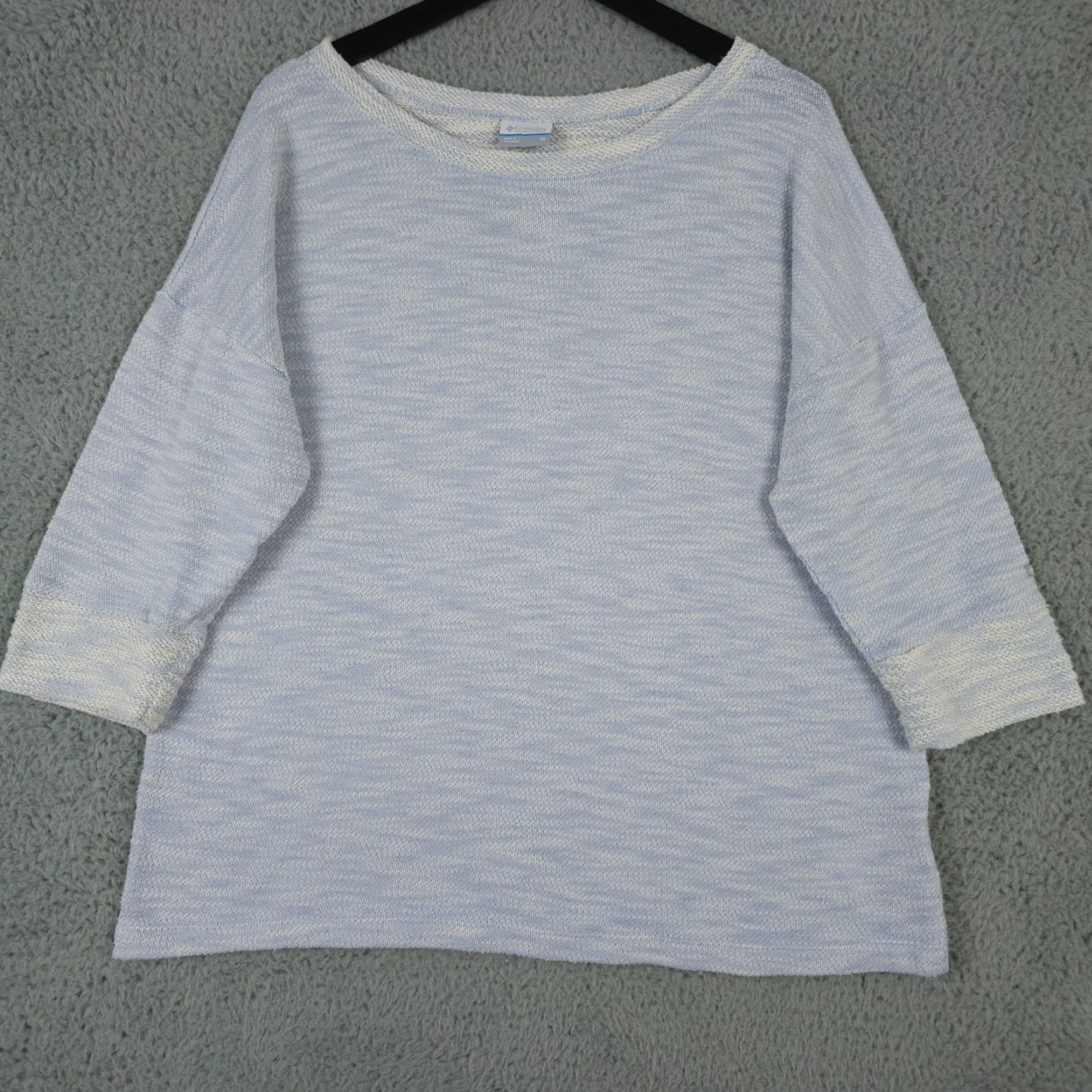 Vintage Columbia Sweater Womens XL Blue Marled Textured Knit Boat Neck Pullover Casual Size XL / US 12-14 / IT 48-50 - 2 Thumbnail