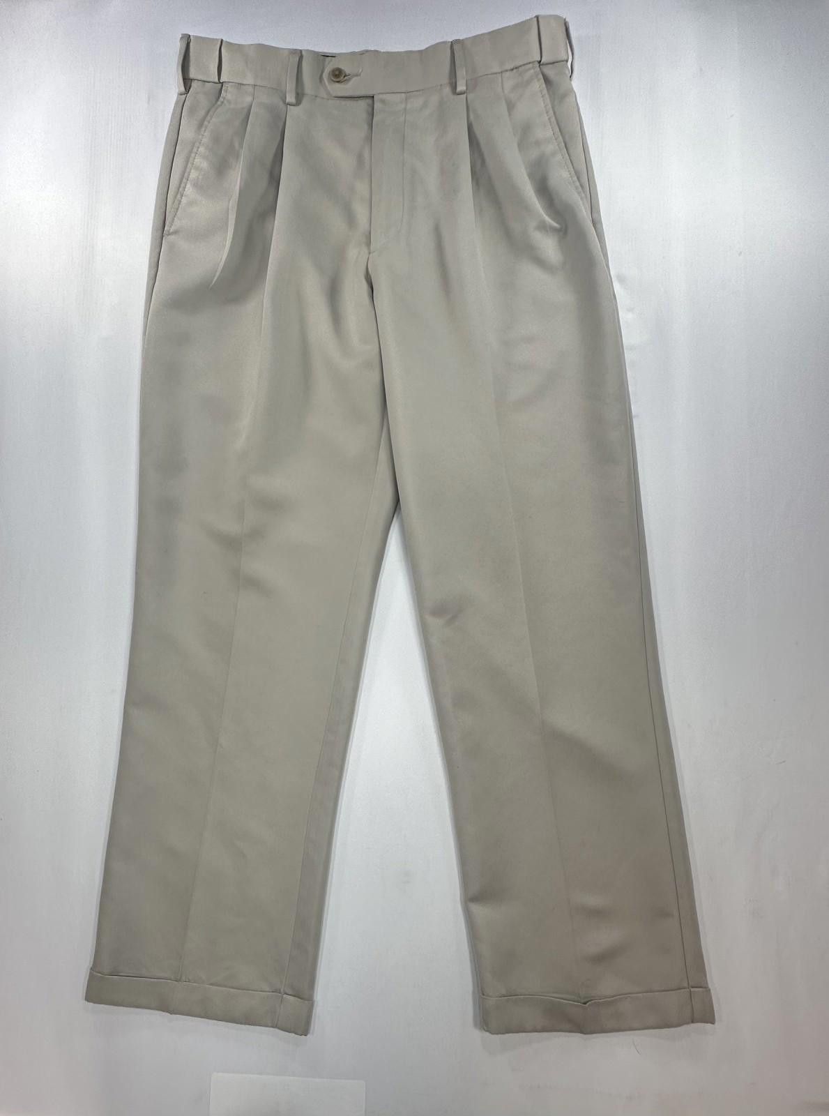 Savane Savane Pleated Straight Leg Chinos Beige Mens 33/30 Size US 33 - 1 Thumbnail