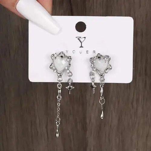 Jewelry lIrregular Heart Tassel Star Earrings Size ONE SIZE - 4 Thumbnail