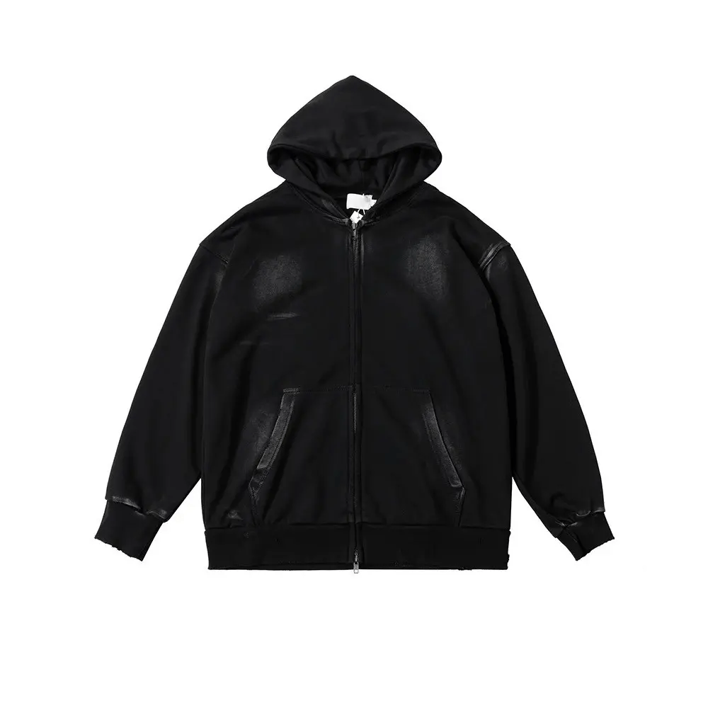 Dirty Washed High Street Homber Hoodie Sweatshirt Zipper y2k