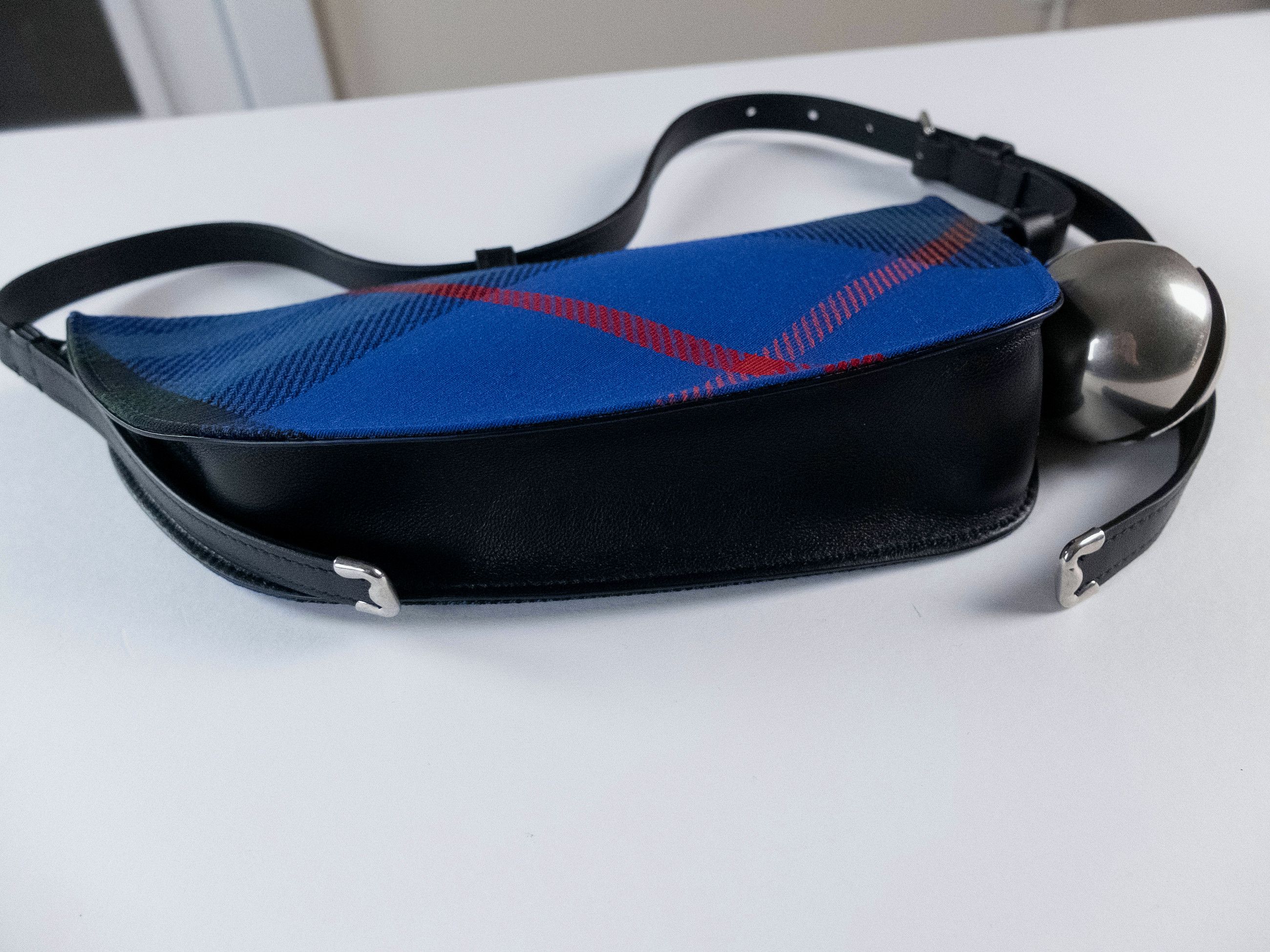 Burberry BURBERRY Shield blue check canvas leather shoulder bag Size ONE SIZE - 7 Thumbnail