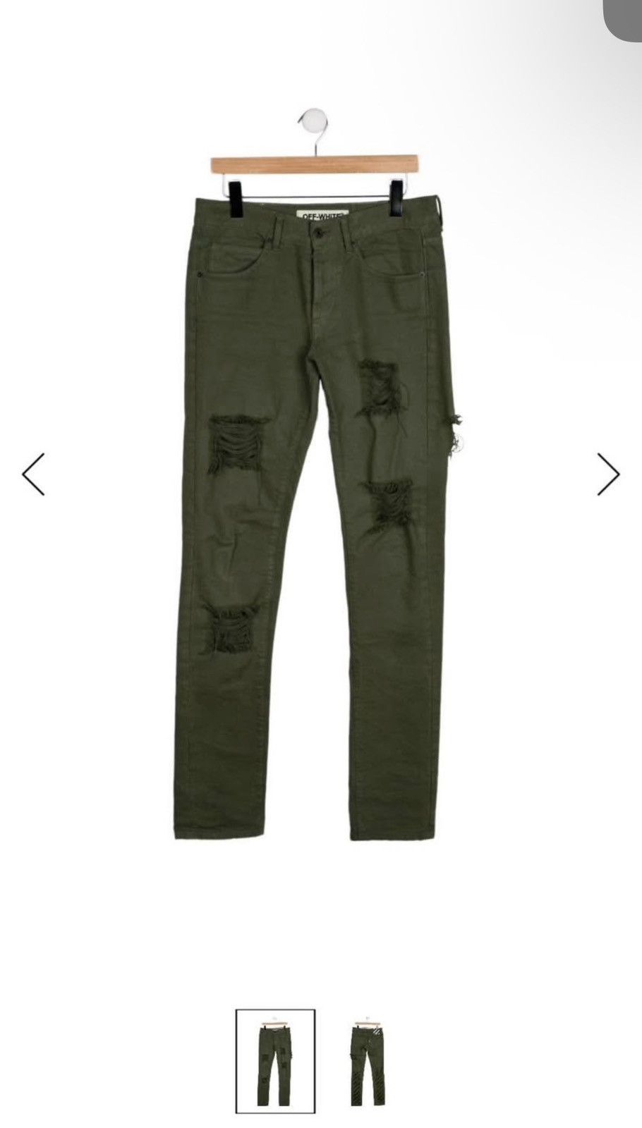Off-White Off White Green Diagonal Skinny Jeans Size US 30 / EU 46 - 1 Thumbnail