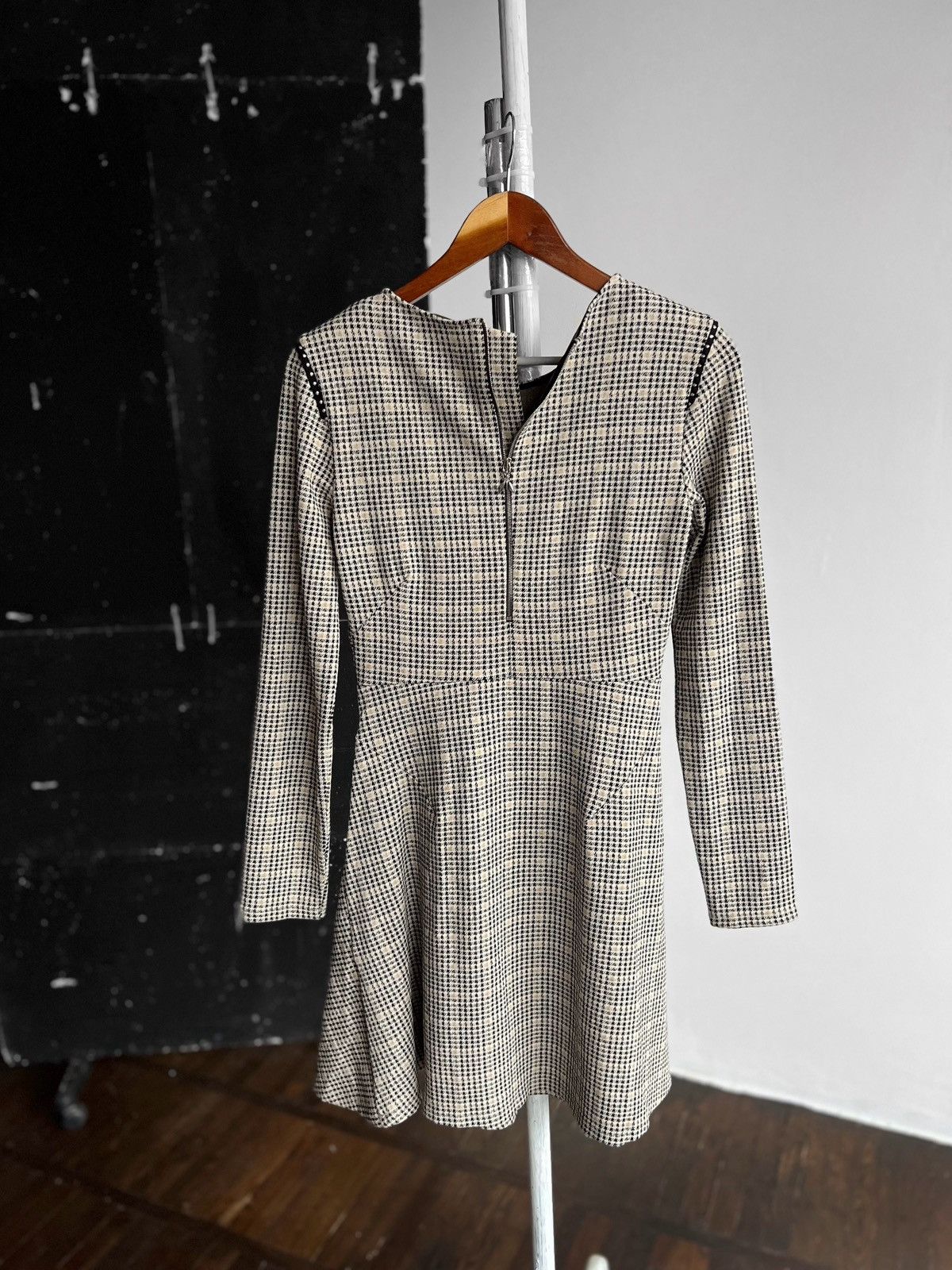 Designer × Patrizia Pepe Patrizia Pepe Womens Premium Checked Long Sleeve Short Dress Size S / US 4 / IT 40 - 4 Thumbnail