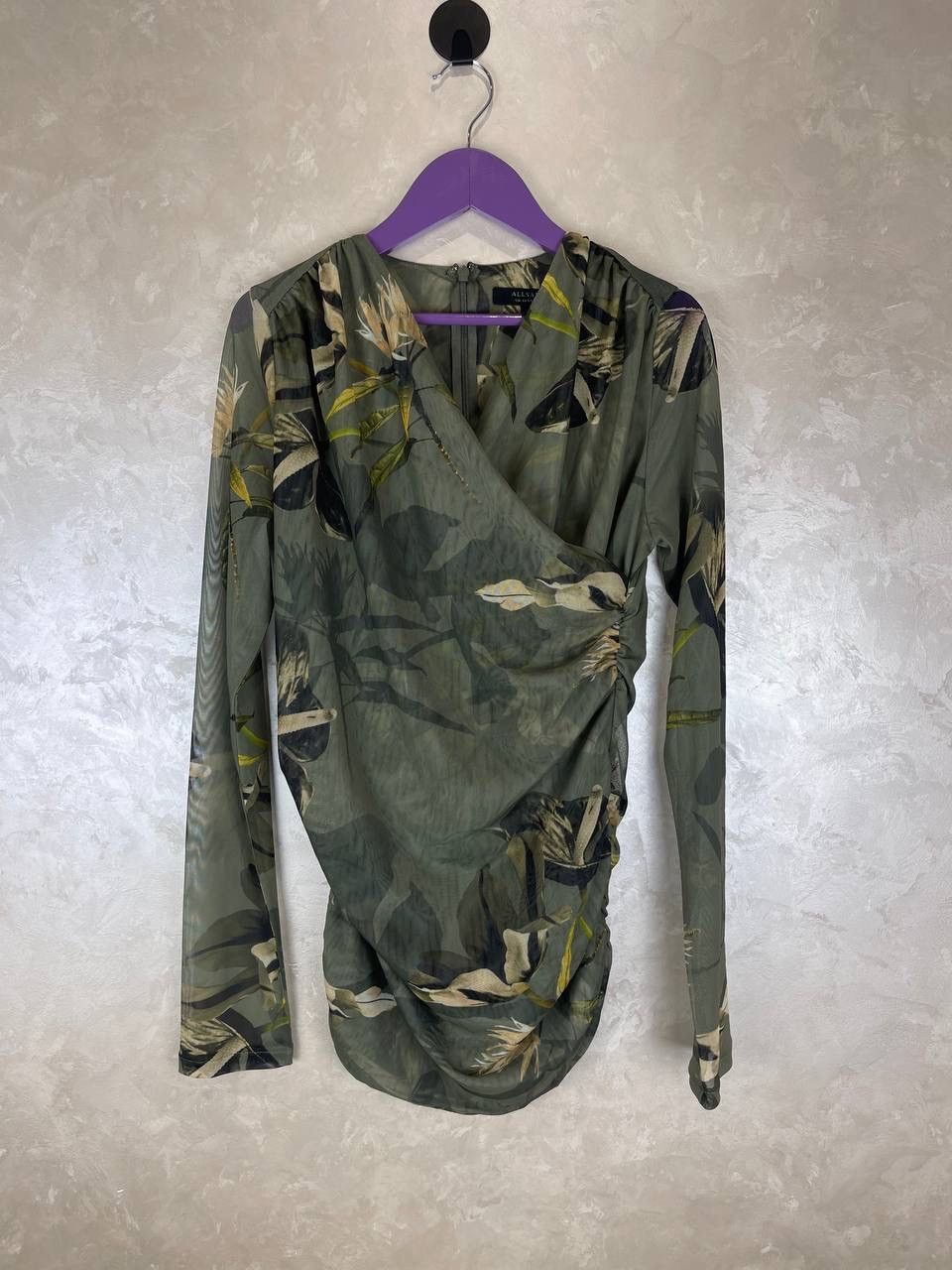 Allsaints AllSaints Hanako Mesh Floral Ruched Top UK10 Size M / US 6-8 / IT 42-44 - 1 Thumbnail