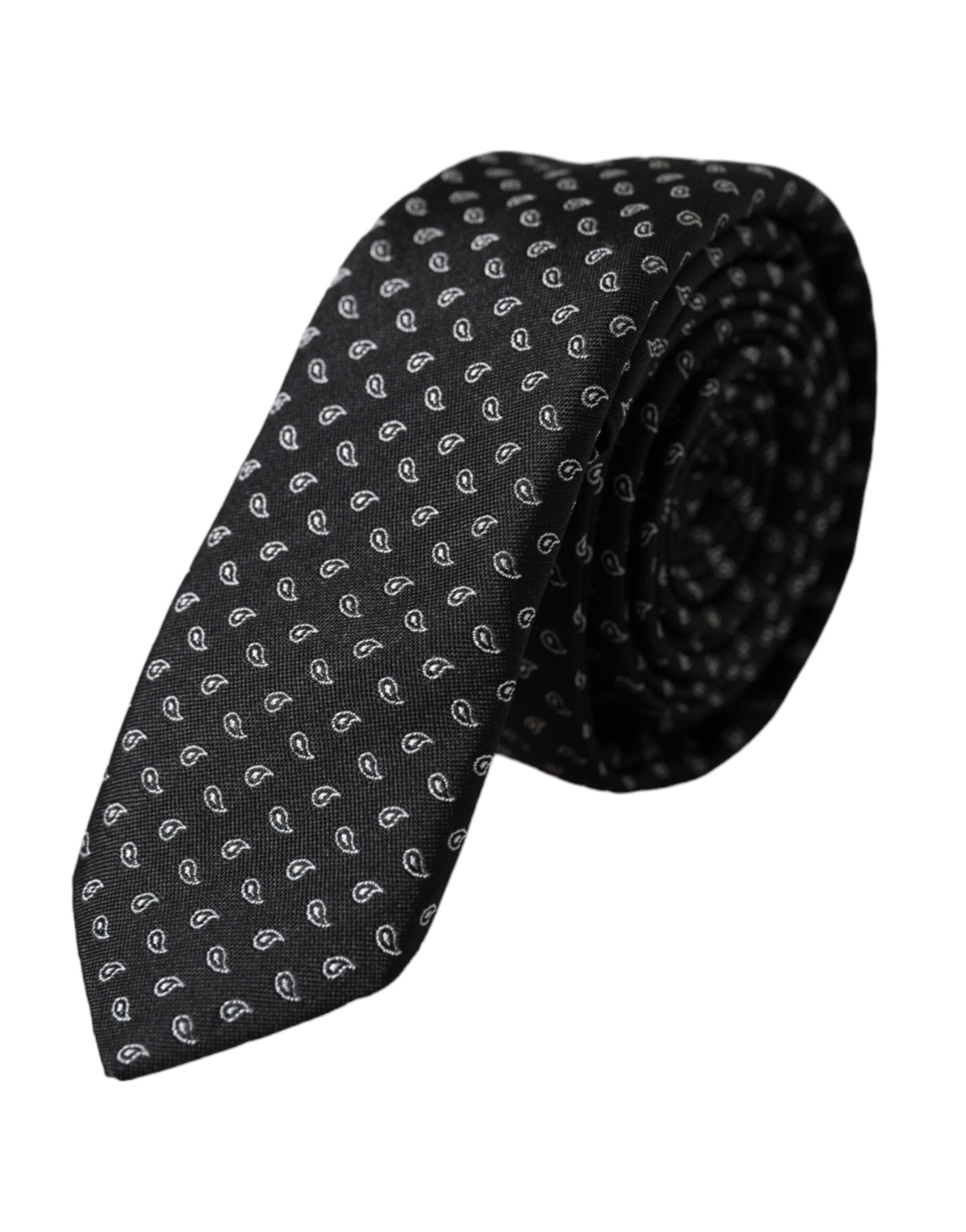 Dolce & Gabbana Black Jacquard Patterned Silk Adjustable Men Men's Tie Size ONE SIZE - 1 Thumbnail