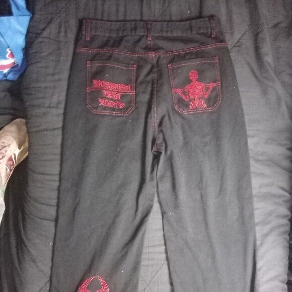 Other Vintage Y2K Baggy Heaven Can Wait Embroidered Denim Jeans Size US 34 / EU 50 - 6 Thumbnail
