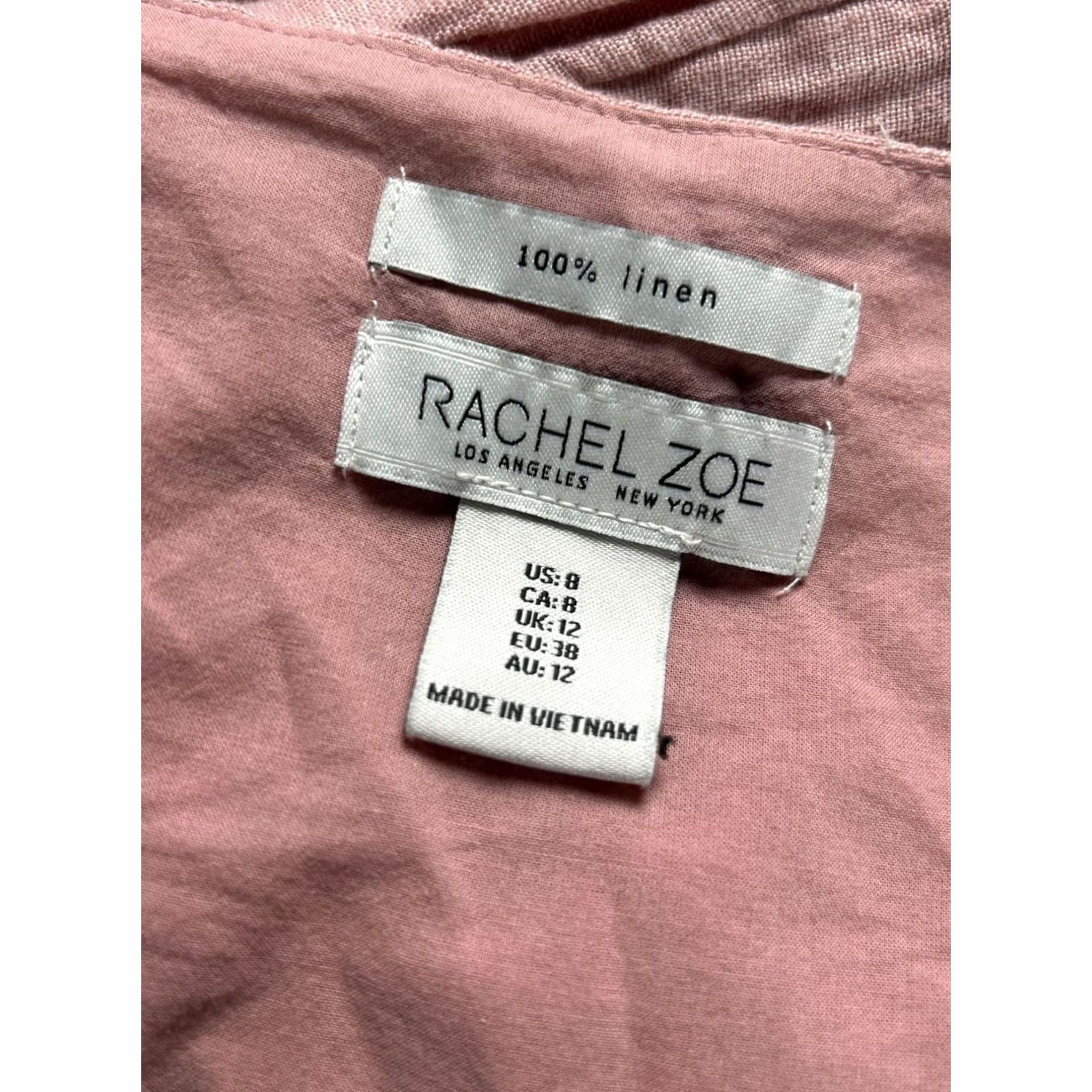Rachel Zoe Rachel Zoe Womens Linen Button-Front Sleeveless Midi Dress Size 8 Pink Pockets Size M / US 6-8 / IT 42-44 - 4 Thumbnail
