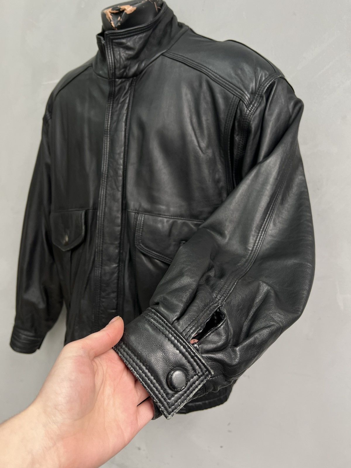 Leather Oversized balenciaga style leather bomber jacket y2k hype Size US S / EU 44-46 / 1 - 4 Thumbnail