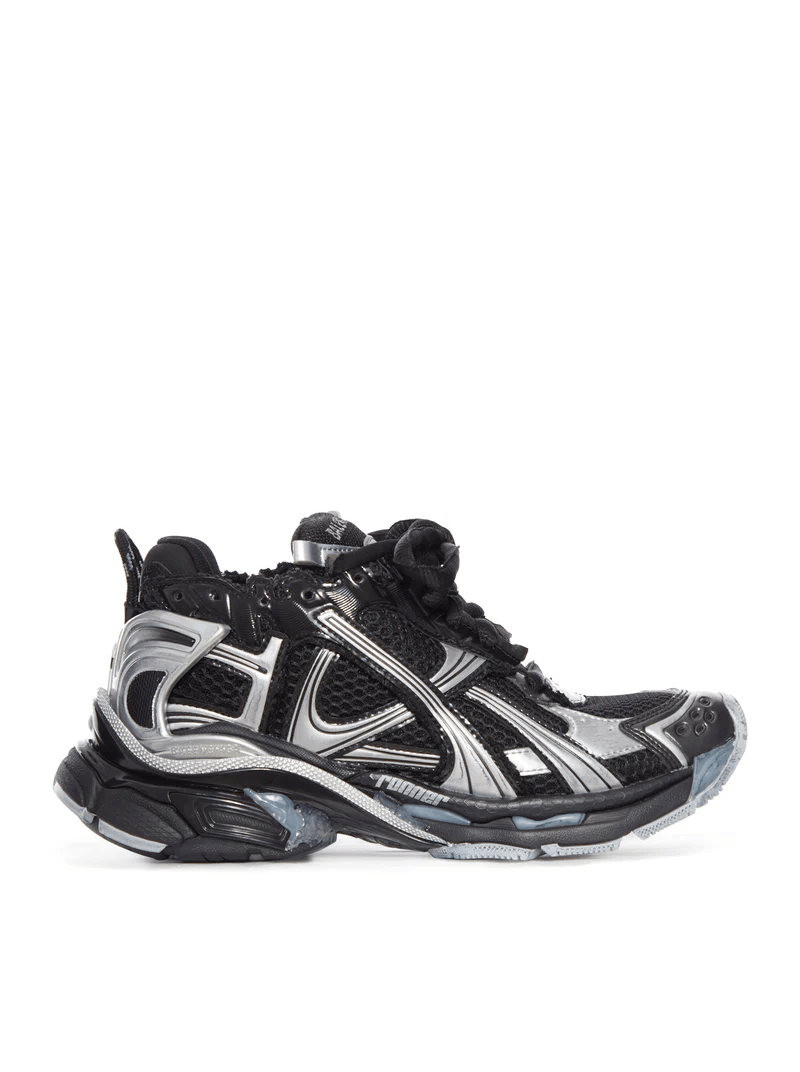 BALENCIAGA Runner Men's Black/Silver Sneakers New/Auth