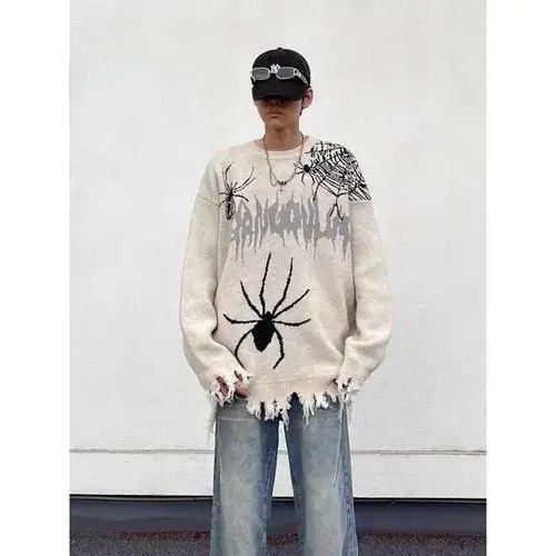 Aran Isles Knitwear × Japanese Brand Vintage Spider Graphic O-Neck Sweater Size US M / EU 48-50 / 2 - 2 Thumbnail
