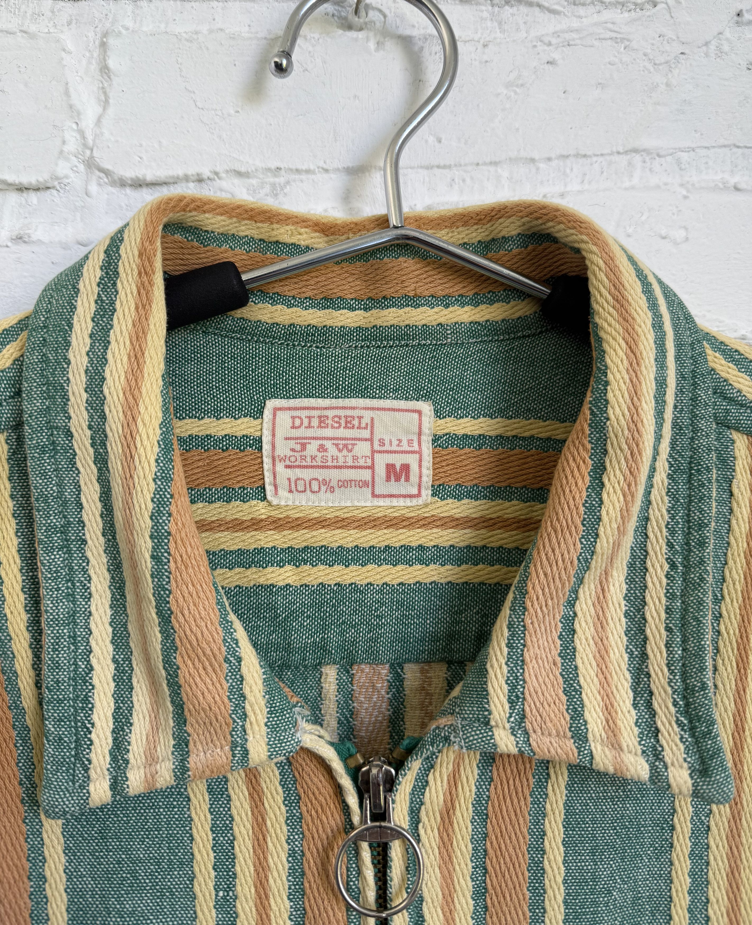 Diesel × Japanese Brand × Vintage Vintage 90s Diesel J&W Workshirt striped overshirt Size US M / EU 48-50 / 2 - 2 Thumbnail