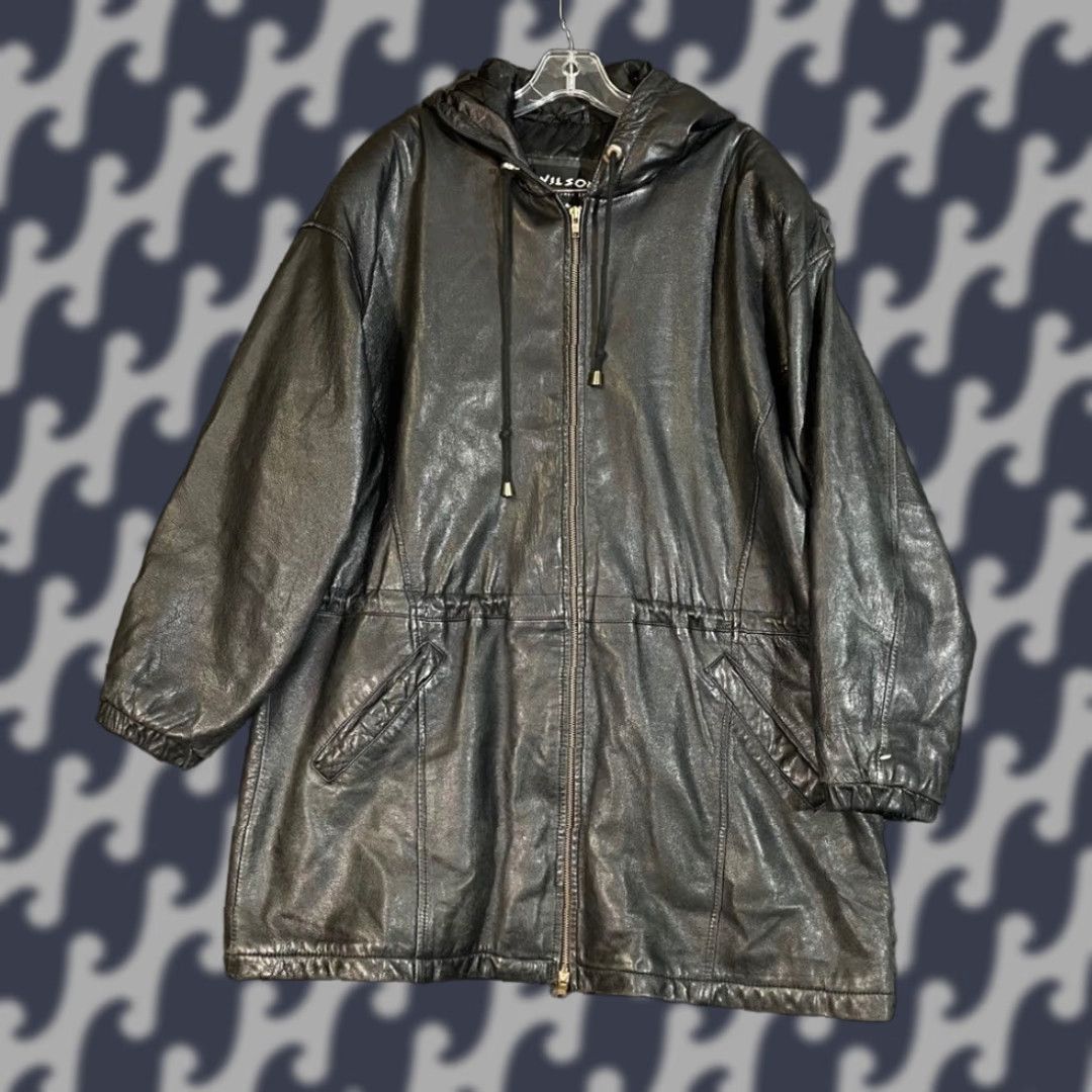 Vintage VINTAGE Wilson's Leather Black Quilted Anorak Utility Cargo Jacket Coat Hooded Mens L Size US L / EU 52-54 / 3 - 1 Thumbnail