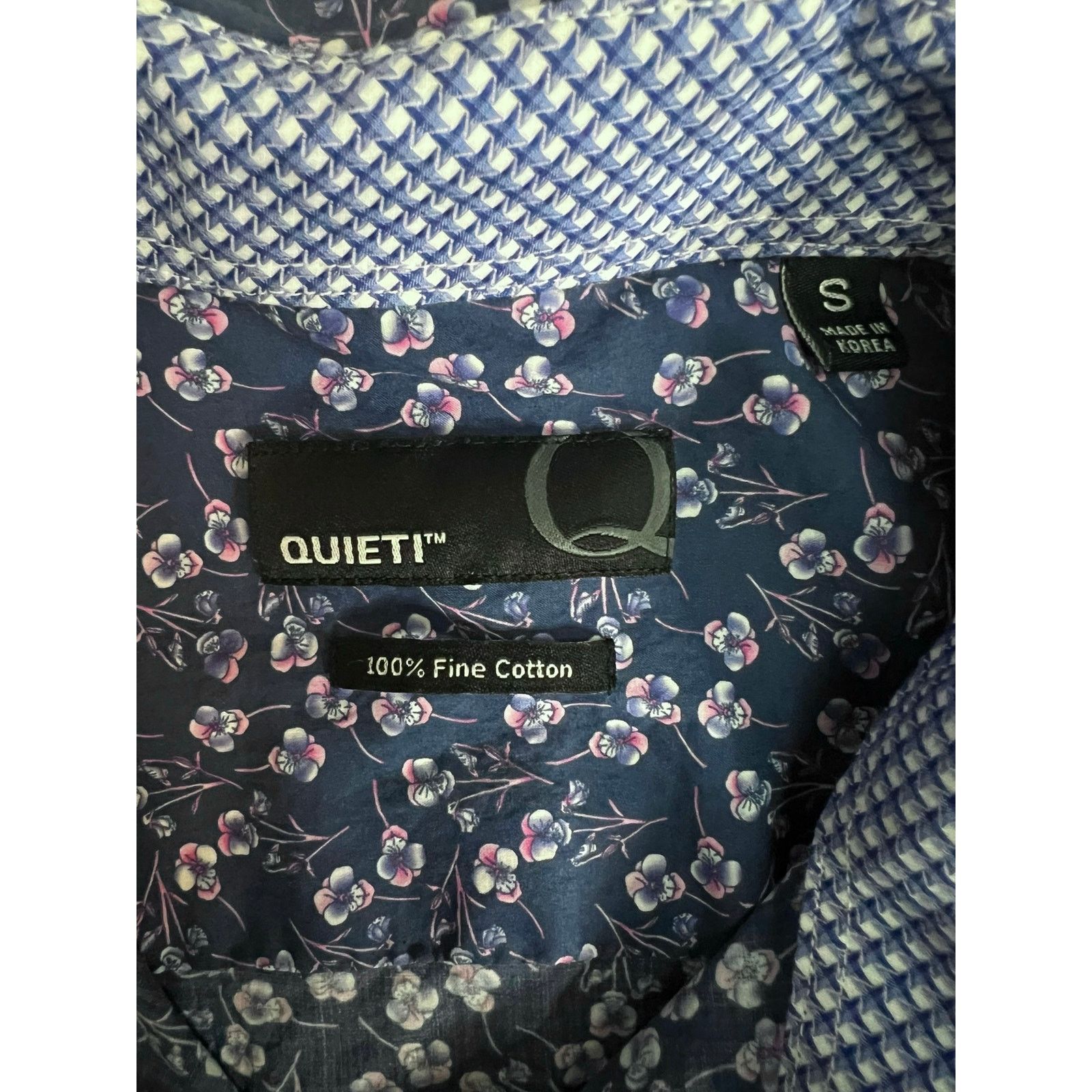 Other QUIETI Men’s Floral Button-Up Shirt Navy Blue Long Sleeve Size US S / EU 44-46 / 1 - 3 Thumbnail