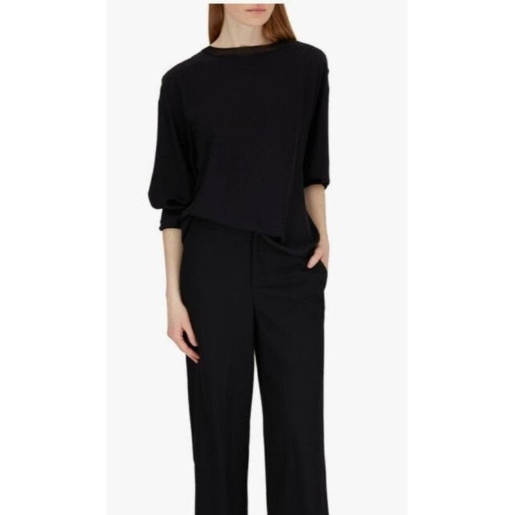 Vince Vince Rib Trim Boat Neck Long Sleeve Top Japanese Fabric Bla Size M / US 6-8 / IT 42-44 - 2 Thumbnail