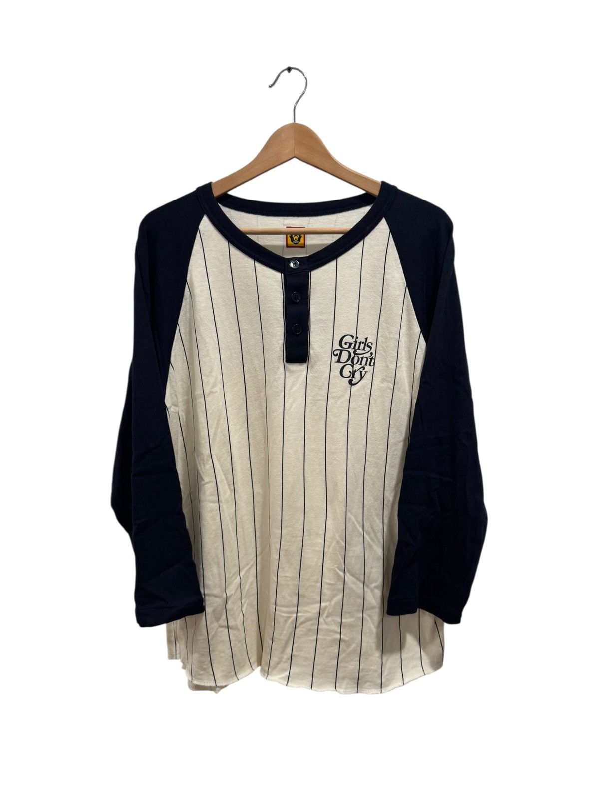 Girls Don't Cry × Human Made Human Made x Girls Dont Cry Baseball Tee Cream Navy Size US M / EU 48-50 / 2 - 1 Thumbnail