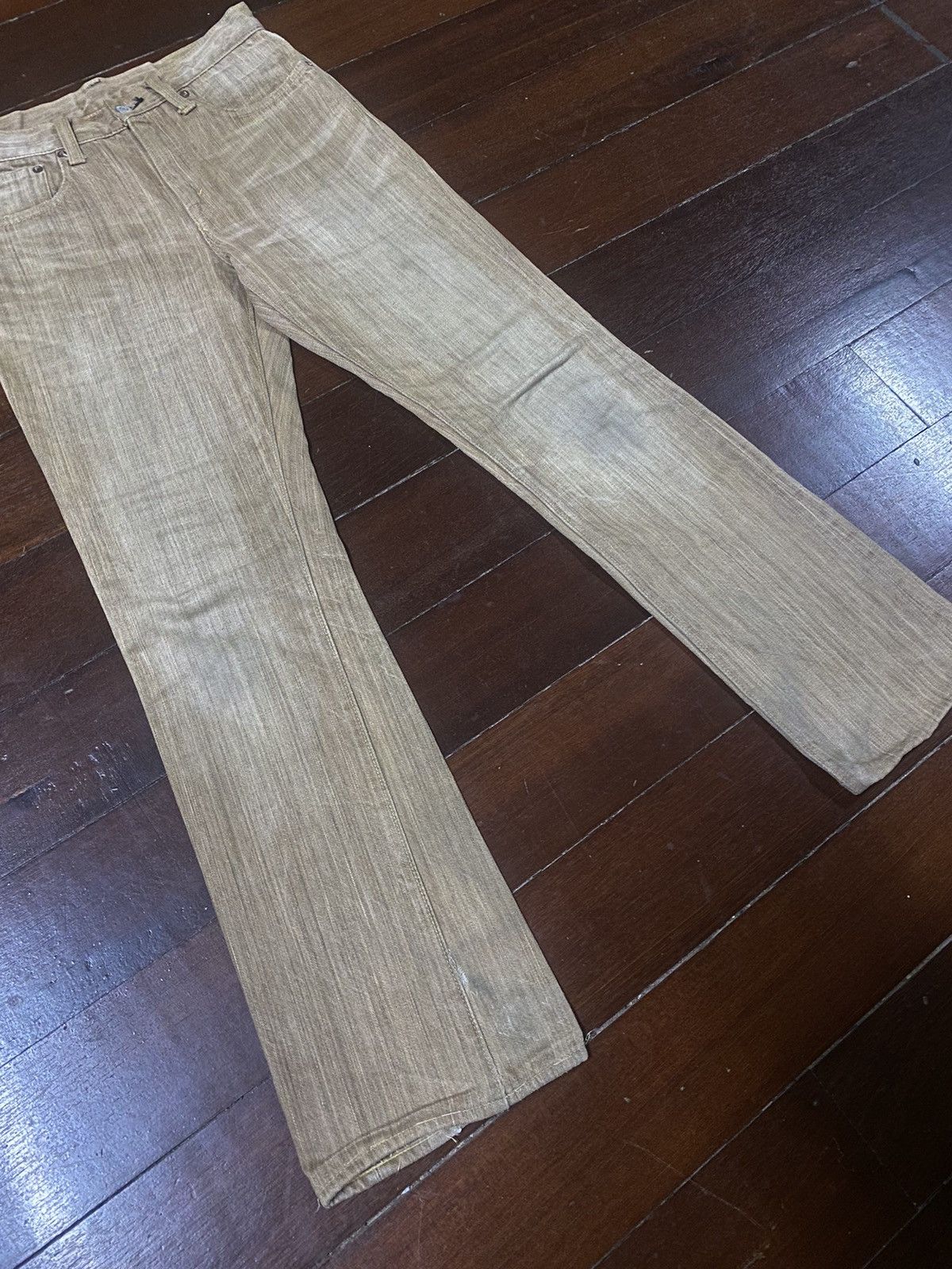 Japanese Brand VINTAGE SUGAR CANES 285 BROWN CREAM DENIM small bootcut Size US 31 - 4 Thumbnail