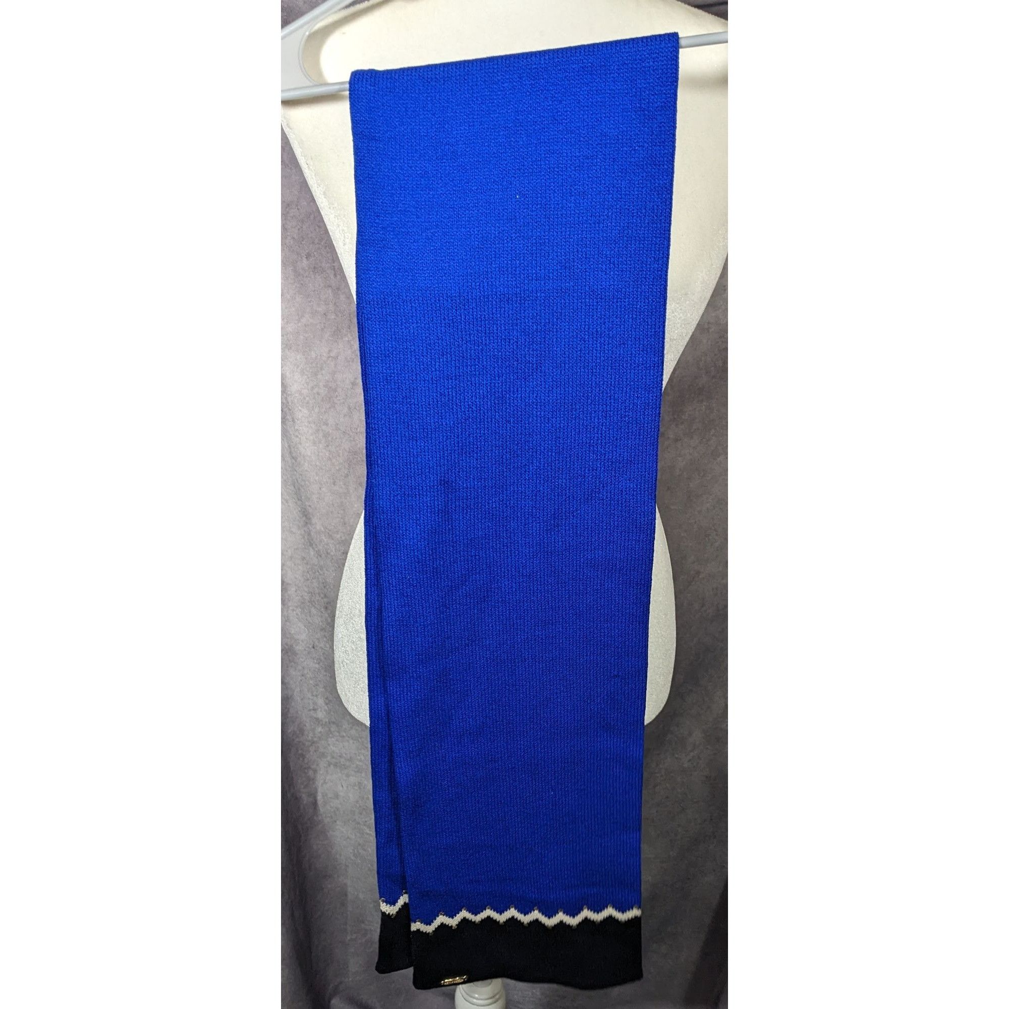 Other St. John Santana Blue And Black Knit Wool Scarf Size ONE SIZE - 12 Thumbnail