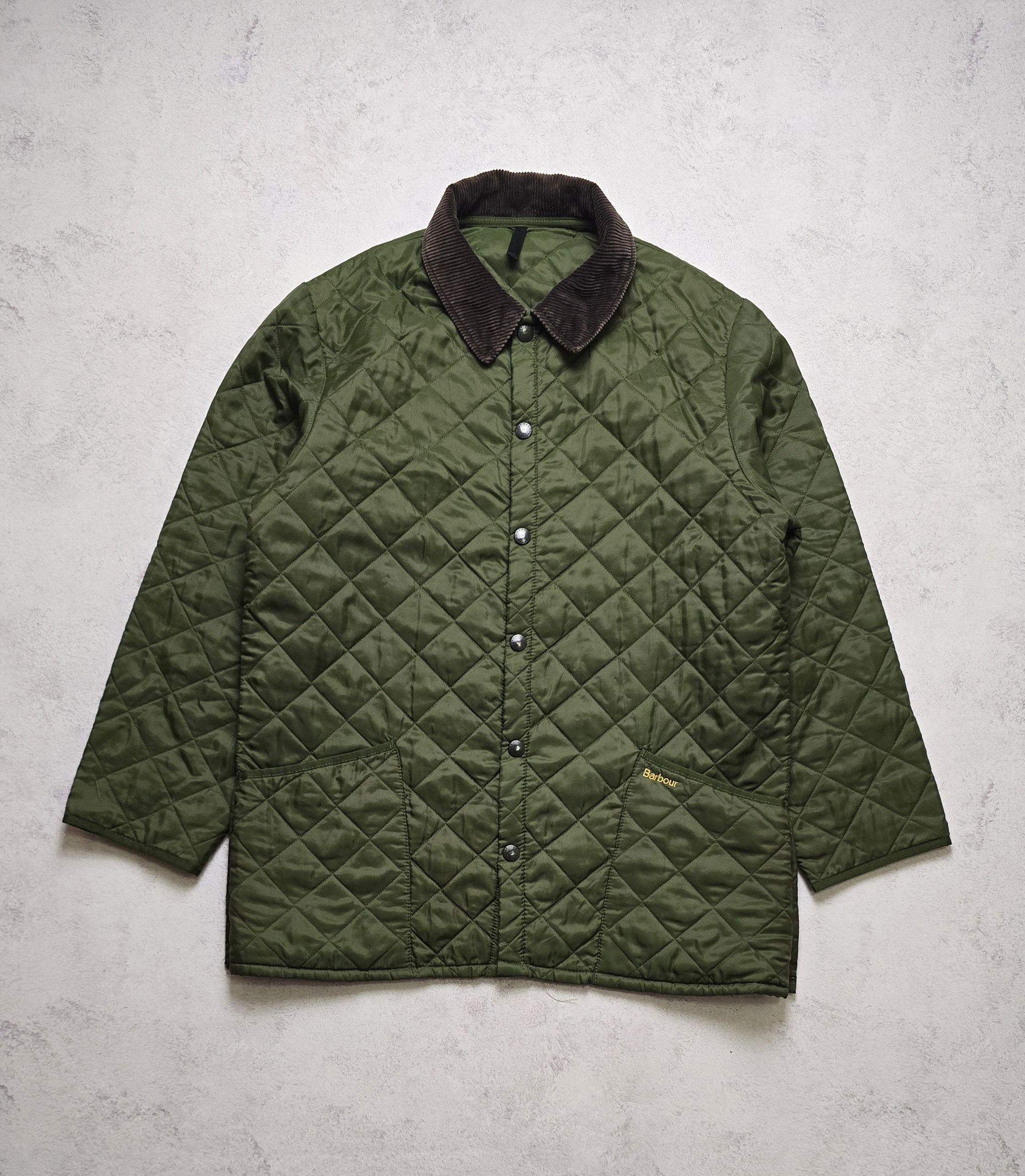 Barbour Liddesdale Quilted Jacket Olive Corduroy Collar Heritage Size US L / EU 52-54 / 3 - 1 Thumbnail