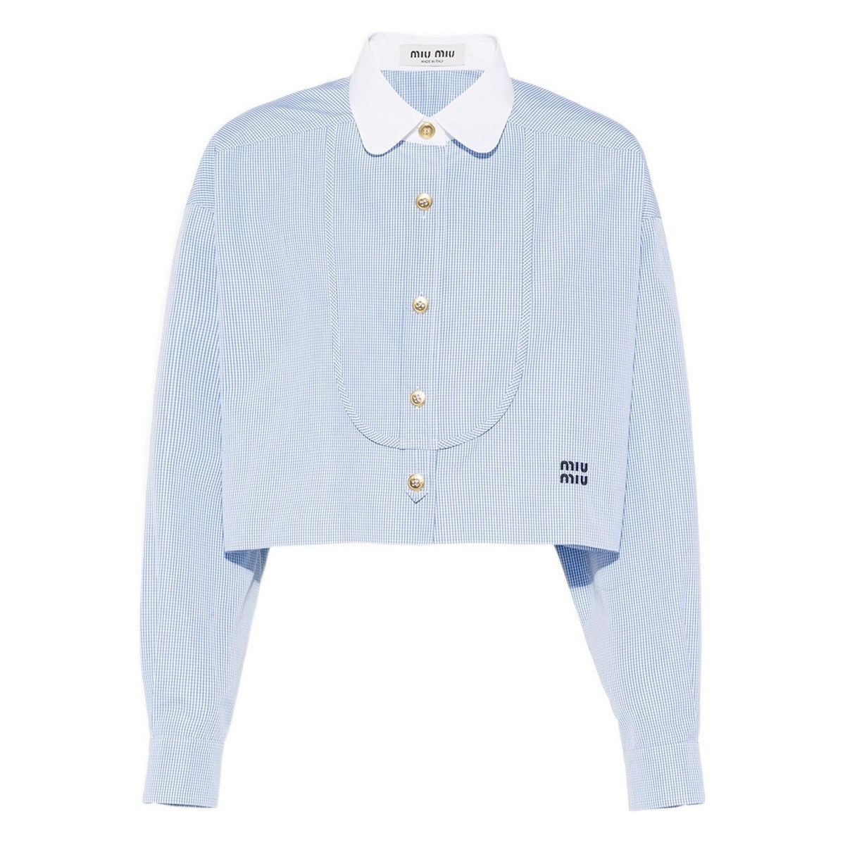 Miu Miu Miu Miu cropped cotton gingham shirt Size S / US 4 / IT 40 - 2 Thumbnail