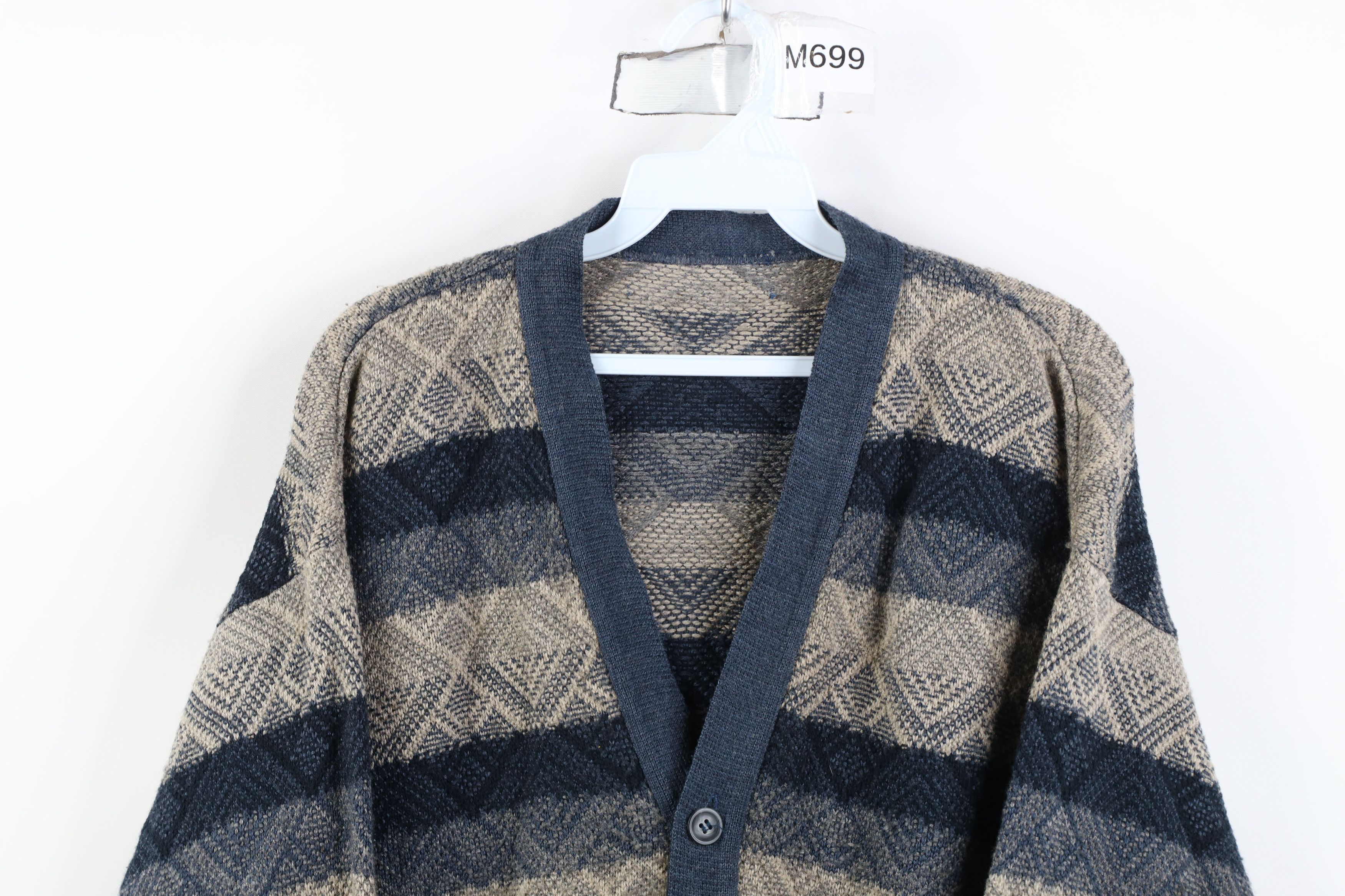 Vintage Vintage 90s Streetwear Argyle Diamond Knit Cardigan Sweater Size US S / EU 44-46 / 1 - 2 Thumbnail