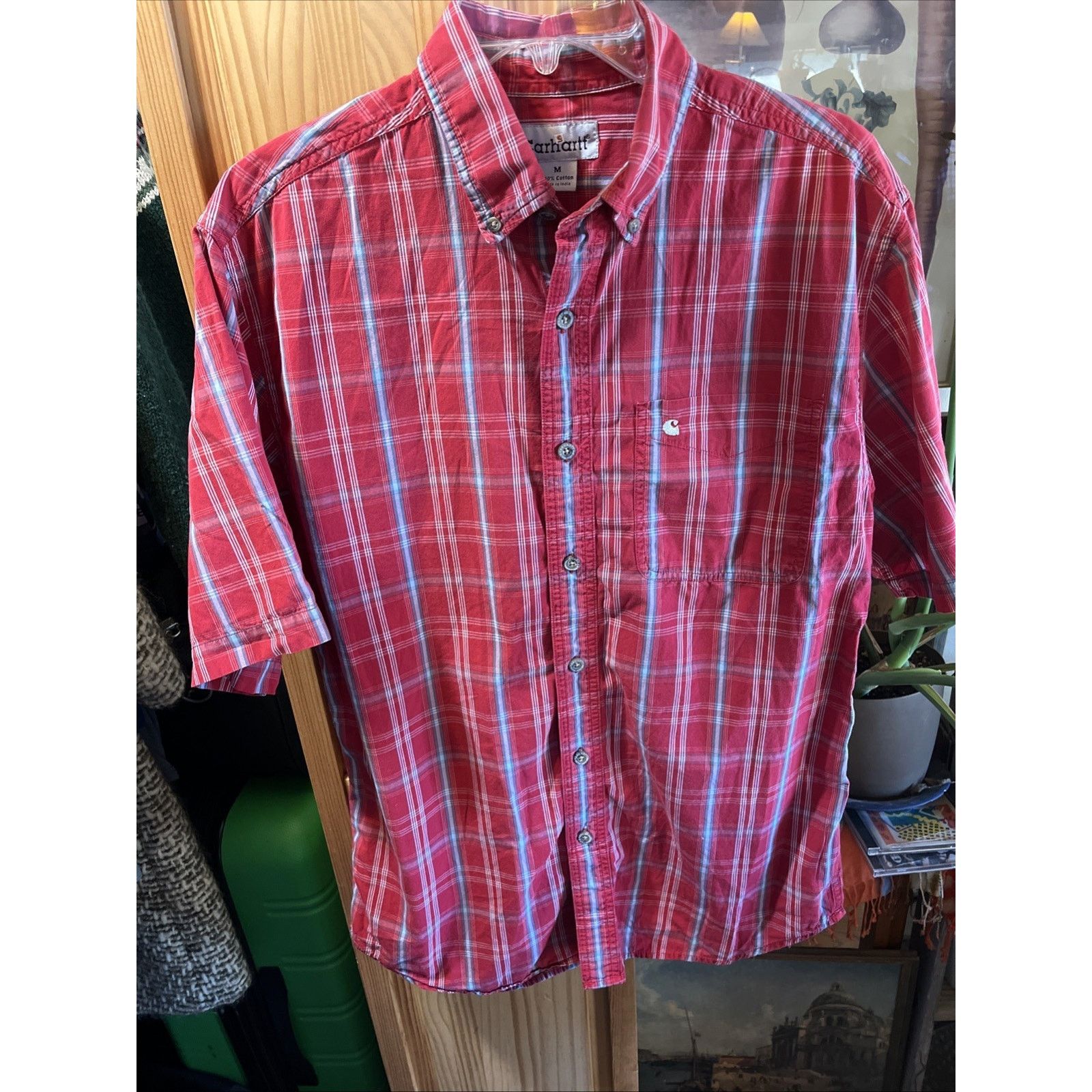 Carhartt Cabelas Shirt Men’s M Button Red Plaid Short Sleeve Cotton Size US M / EU 48-50 / 2 - 10 Thumbnail