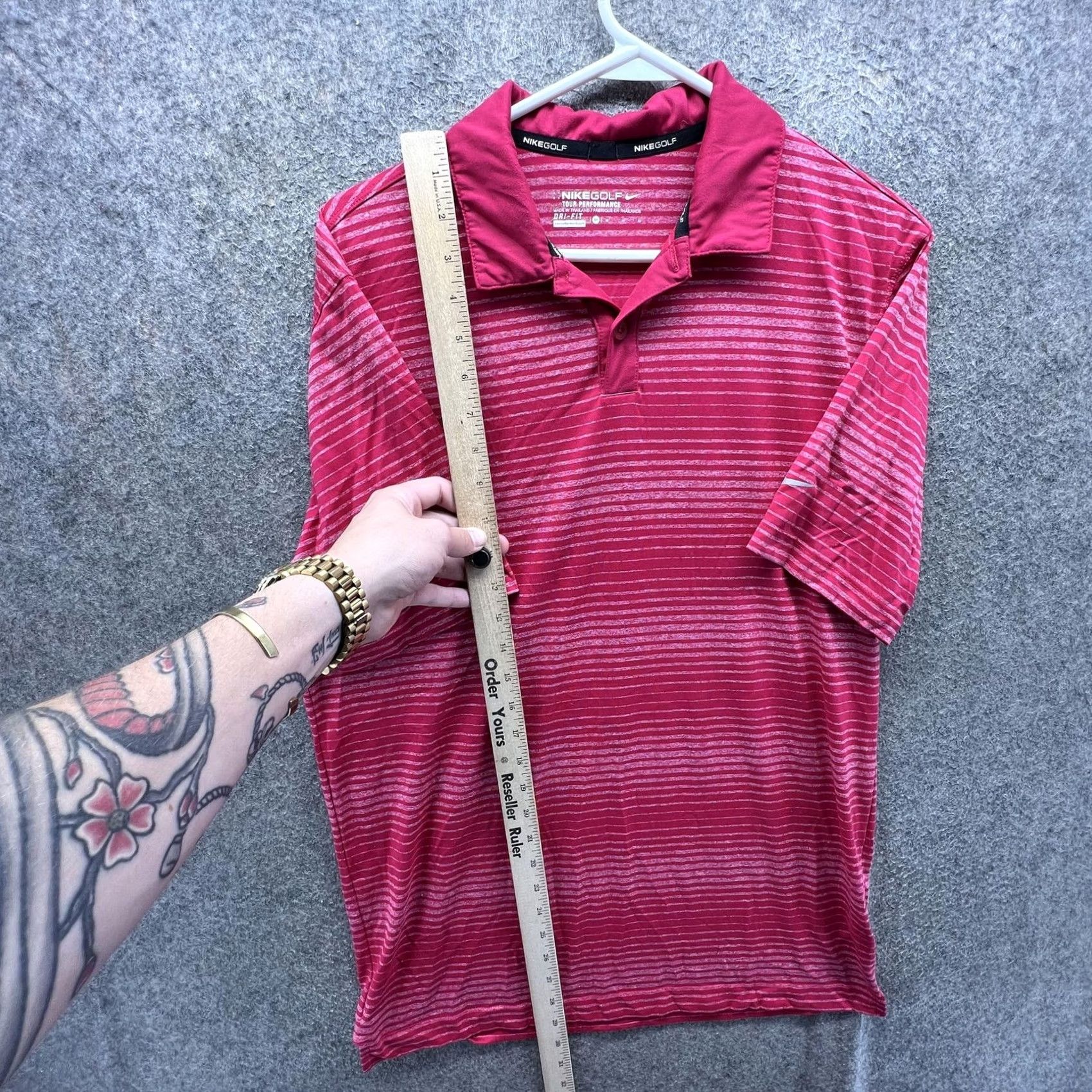Nike Nike Golf Dri-FIT Polo Shirt Mens M Pink Stripe Tour Performance Golf Shirt Size US M / EU 48-50 / 2 - 5 Thumbnail