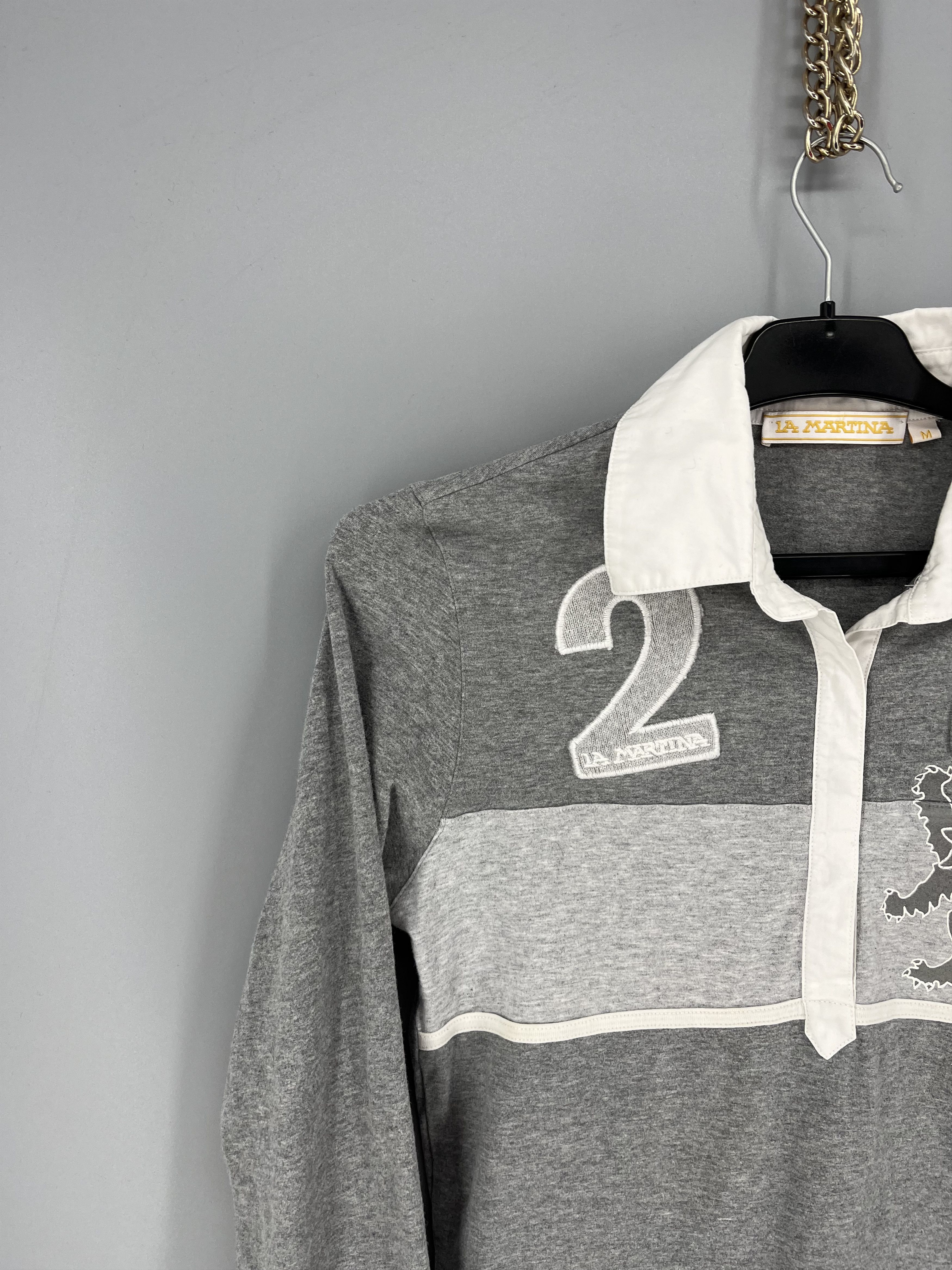 La Martina VTG La Martina Saddlery Gray Long Sleeve Polo Shirt Size M Size M / US 6-8 / IT 42-44 - 4 Thumbnail