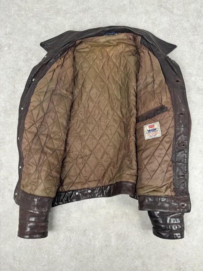 Levi's 2000s Levis Brown Leather Multi-Pocket Leather Jacket Size US L / EU 52-54 / 3 - 7 Thumbnail