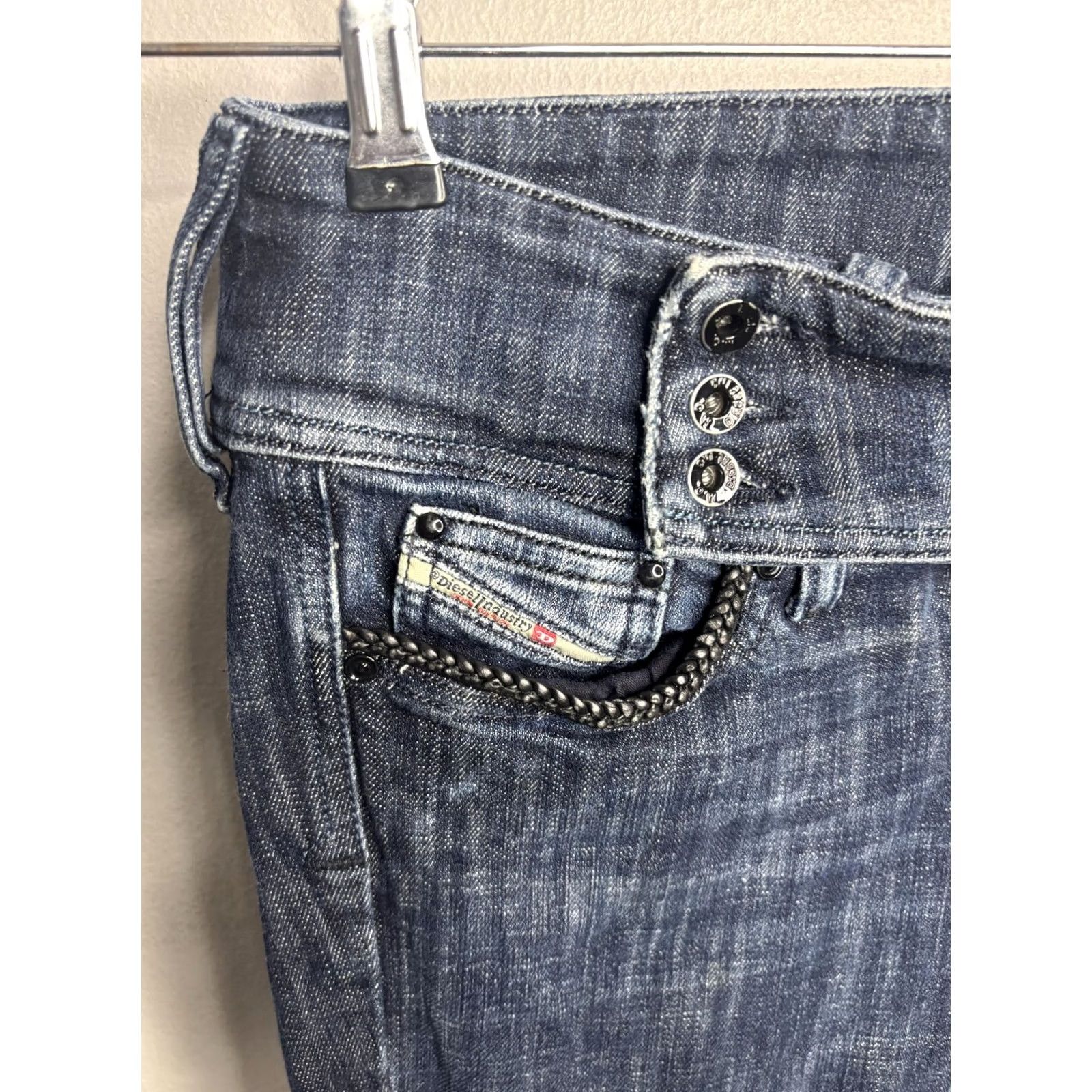 Diesel VINTAGE? No. Diesel Jeans Womens 30 Blue Mid Rise Straight Leg Braided Pocket Denim Shirt? Size 30" / US 8 / IT 44 - 5 Thumbnail