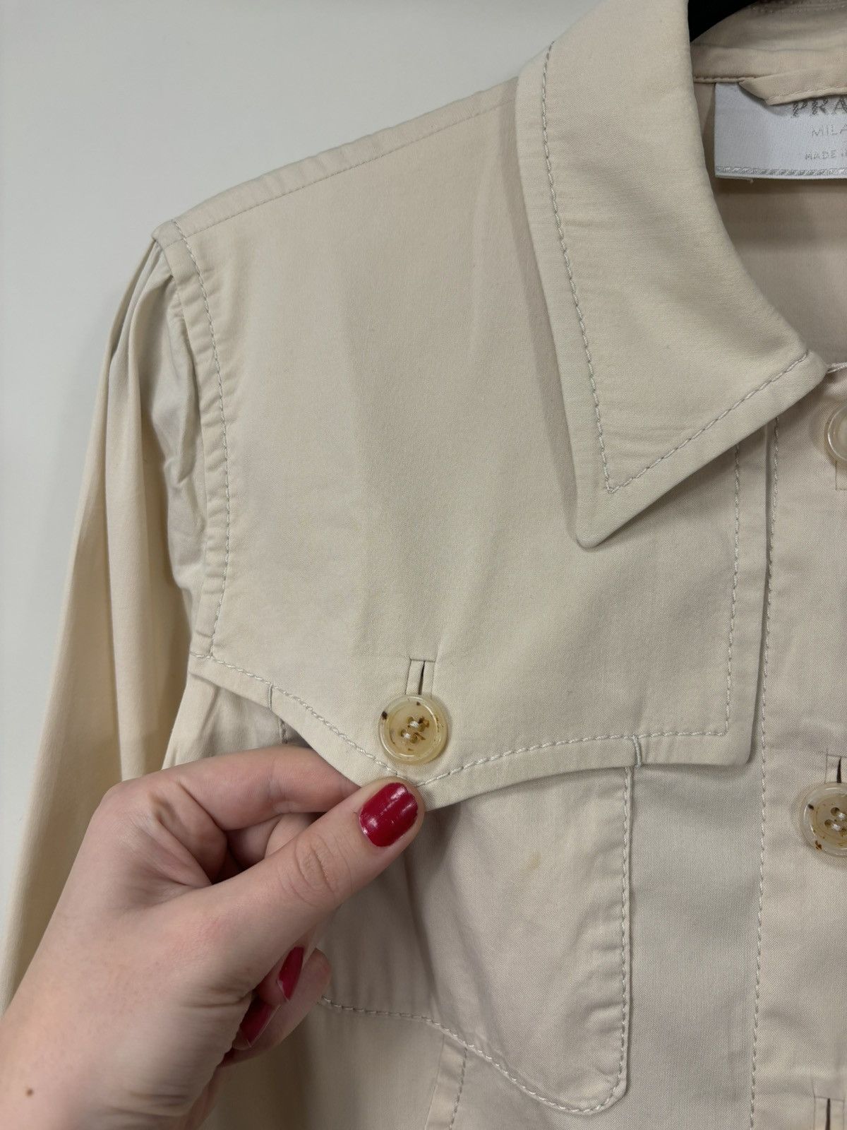 Prada Prada Women’s Cream Multipocket Cotton Nylon Collared Jacket Size M / US 6-8 / IT 42-44 - 6 Thumbnail