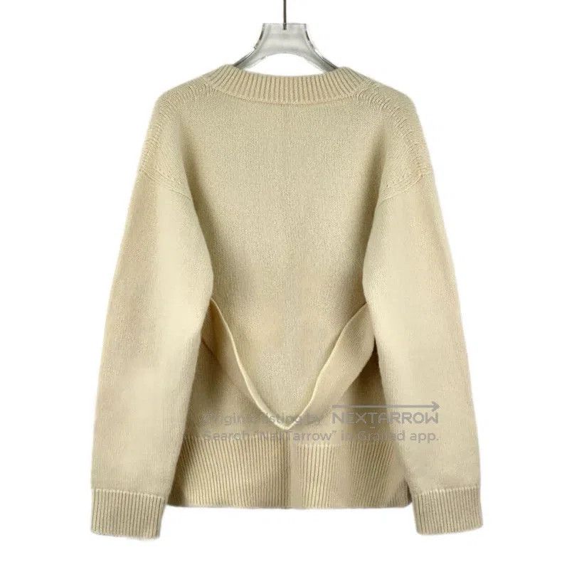 Hermes Hermes Oatmeal horse-bit cashmere V-neck long-sleeve knitt Size XS / US 0-2 / IT 36-38 - 2 Thumbnail