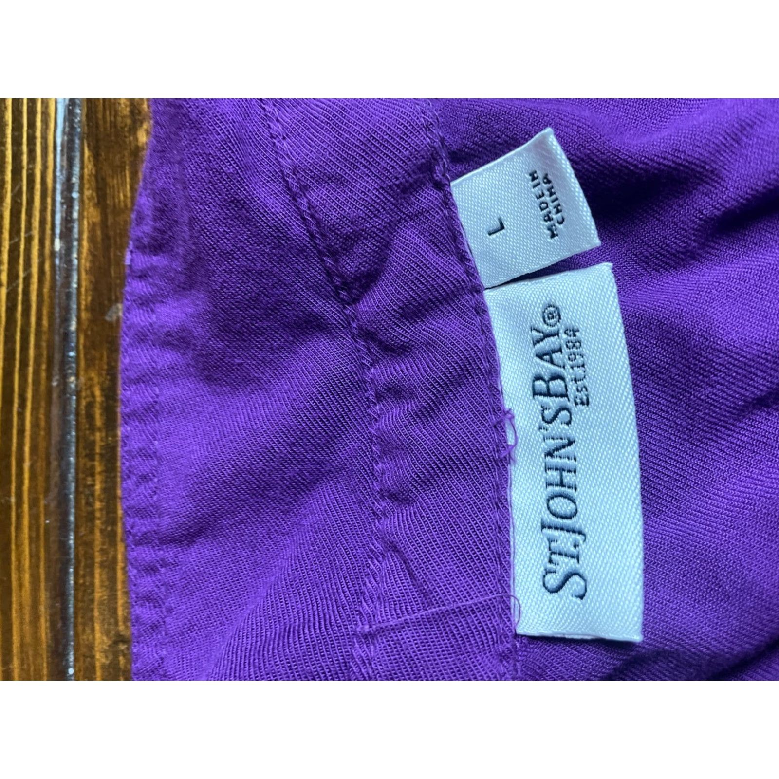 Vintage St.John's Bay Blouse Women's Large Purple ¾ Sleeve Pockets Collared Hanley Blouse Ladies L Purple 3/4 Sleeve Pockets Collared Size L / US 10 / IT 46 - 3 Thumbnail