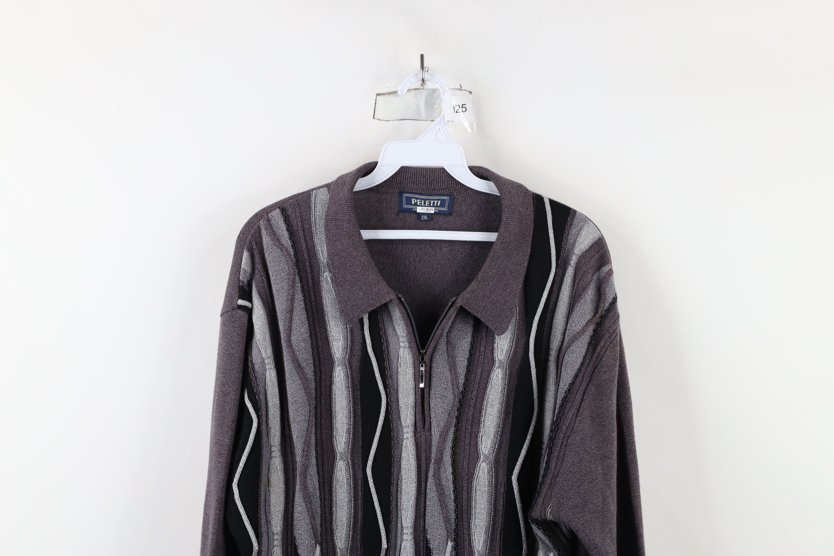 Vintage Vintage 90s Coogi Style Textured Knit Collared Sweater Size US XXL / EU 58 / 5 - 2 Thumbnail