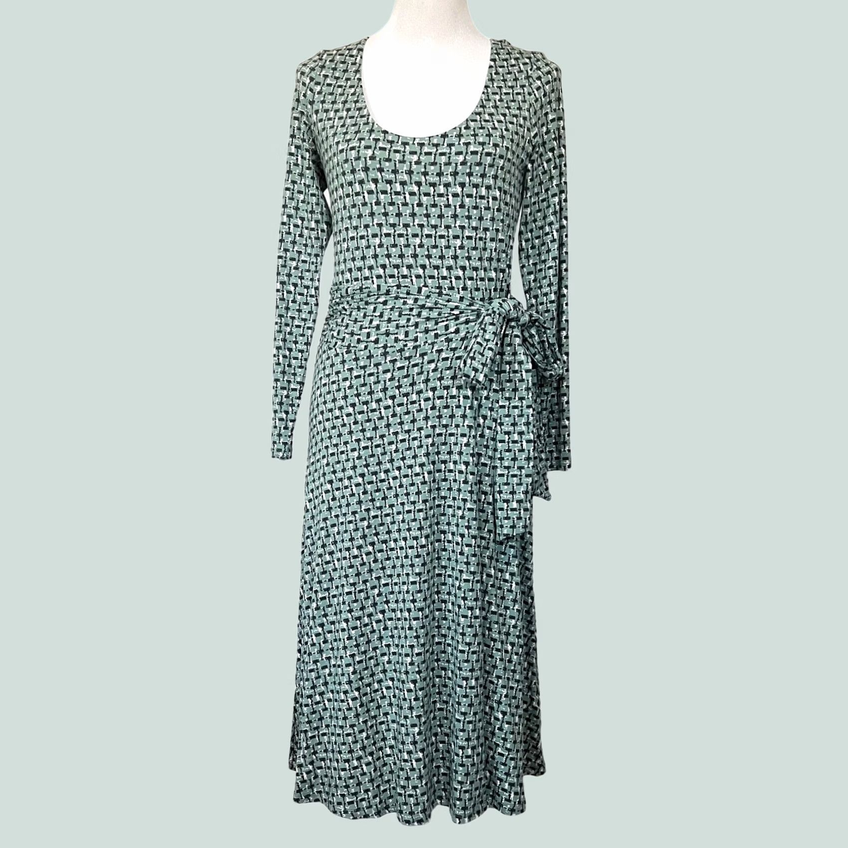Boden Boden Wrap Dress Stretch Jersey Green Long Sleeve Midi Sylvia Womens US Size 6L Size M / US 6-8 / IT 42-44 - 1 Thumbnail
