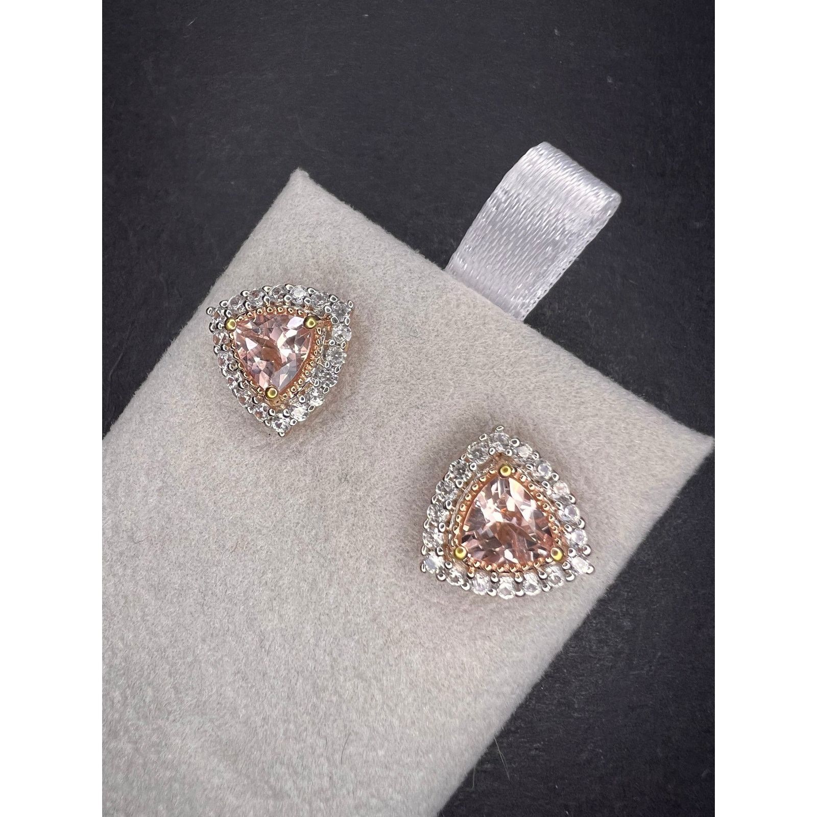 Other Morganite and zircon rose gold over sterling stud earrings Size ONE SIZE - 10 Thumbnail