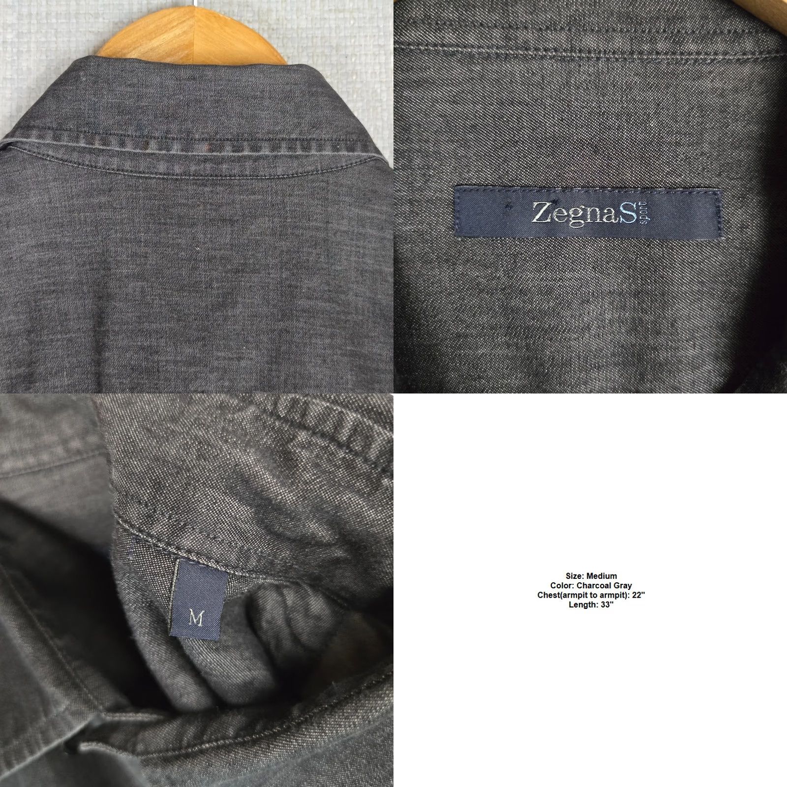 Ermenegildo Zegna ERMENEGILDO ZEGNA SPORT Mens Cotton Chambray Long Sleeve Sport Shirt Medium Size US M / EU 48-50 / 2 - 8 Thumbnail