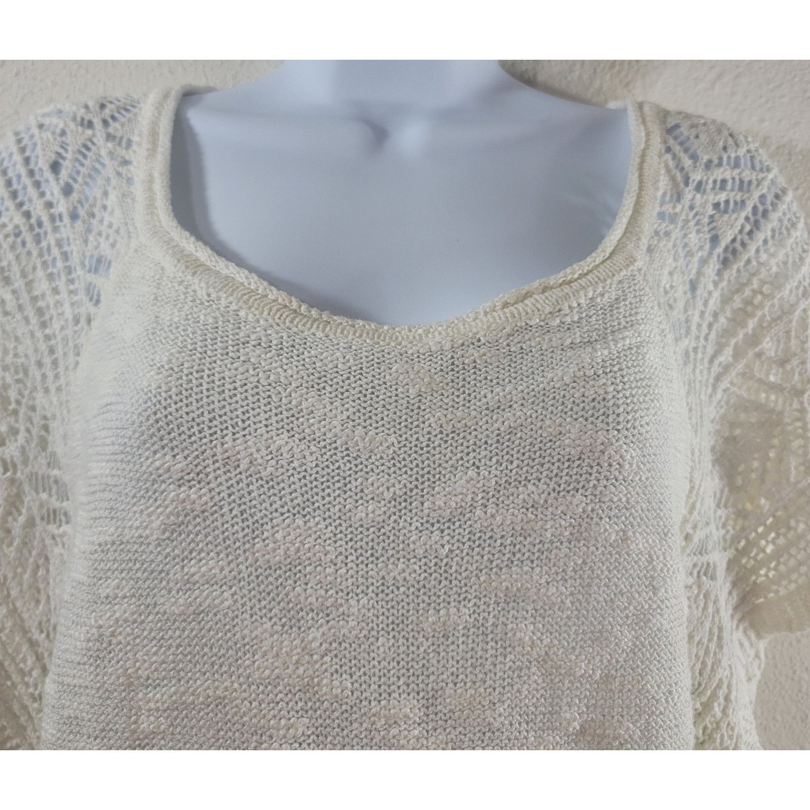 Other Maurices Cream Knit Scoop Neck Top Small Lightweight Crochet Size S / US 4 / IT 40 - 5 Thumbnail