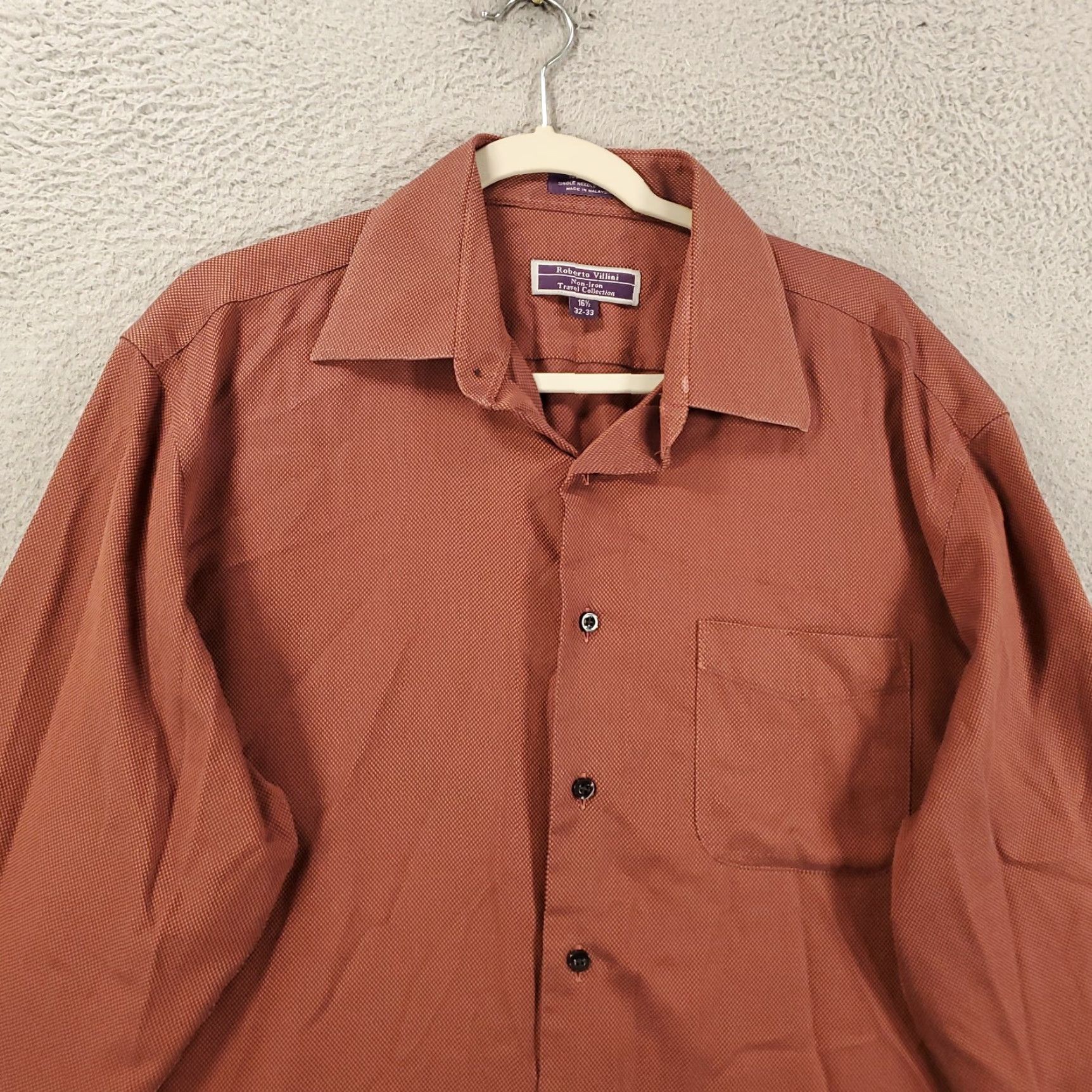Vintage Roberto Villini Shirt Men 32 33 Rust Red Non Iron Travel Collection Mens Size US XS / EU 42 / 0 - 2 Thumbnail