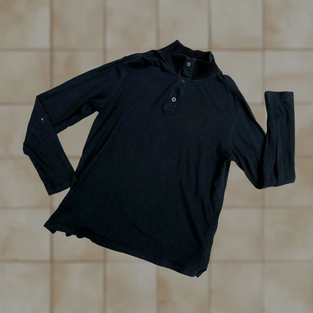 Gap GAP Men's 1/4 Button Pullover Sweater Shirt Black L Adult Mens Size US L / EU 52-54 / 3 - 1 Thumbnail
