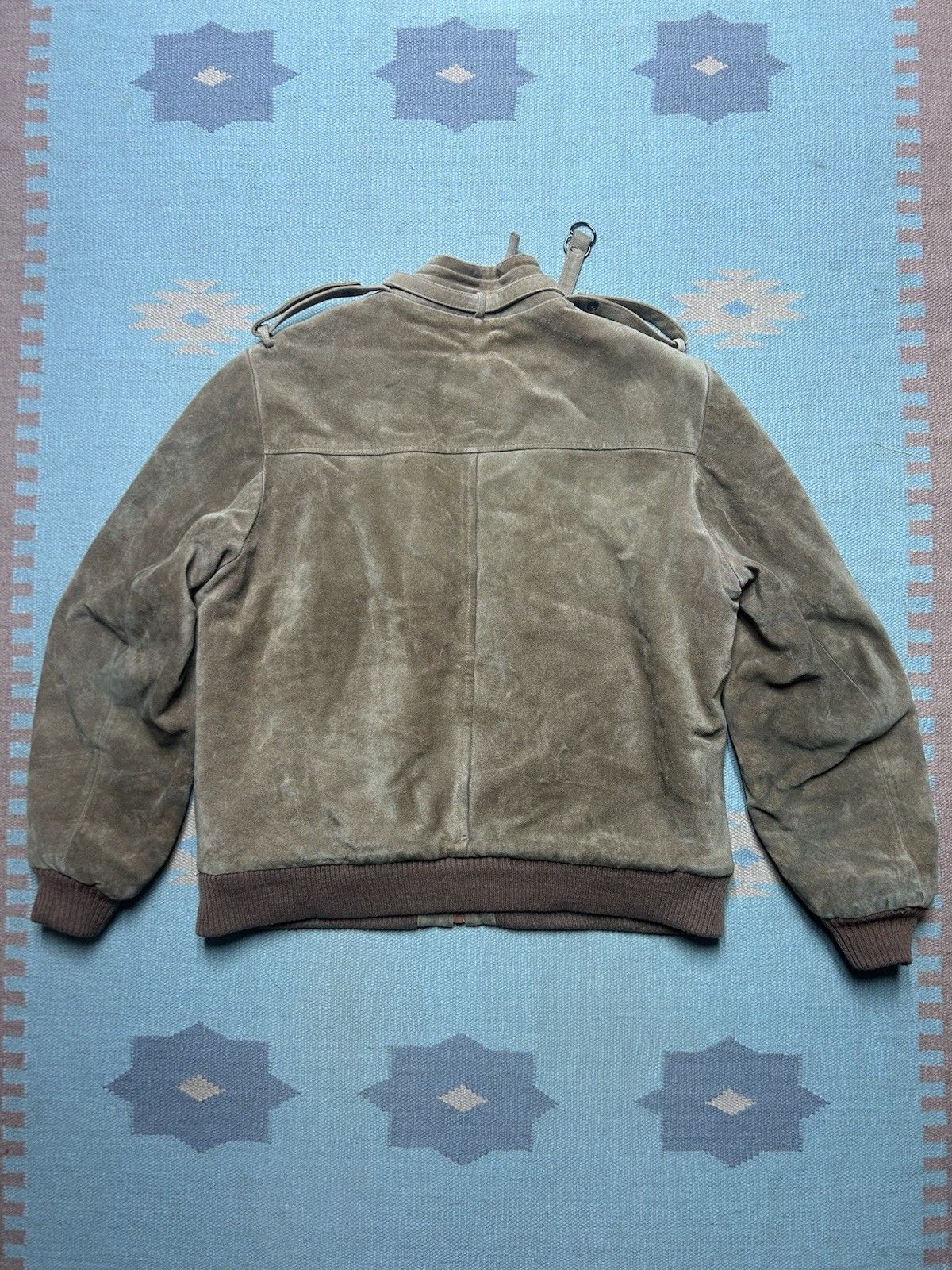 Vintage 80s suede leather bomber jacket Sherpa lined Oui large 44 Size US L / EU 52-54 / 3 - 8 Thumbnail