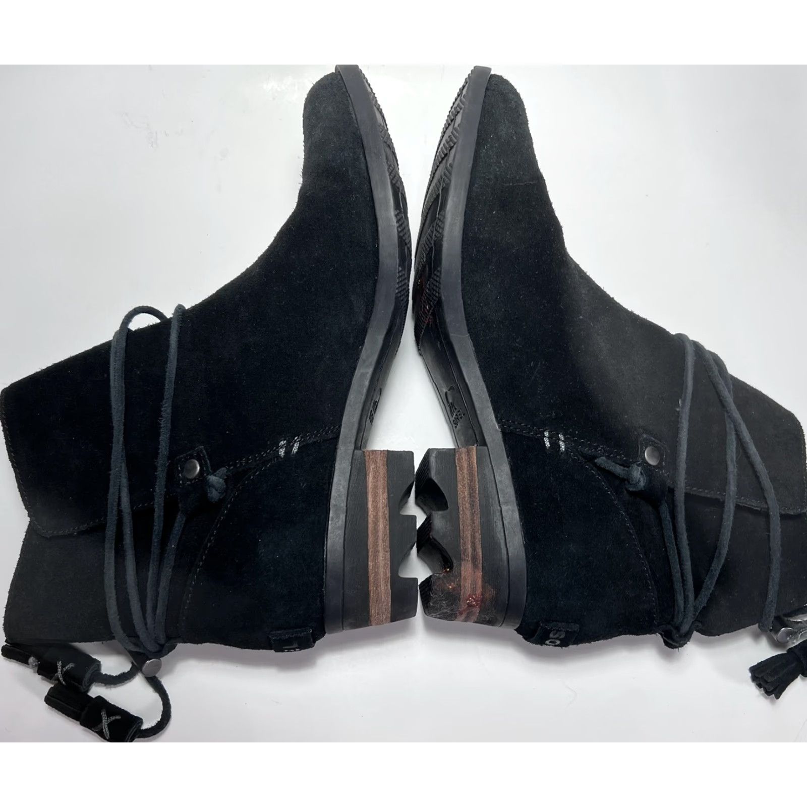 SOREL SOREL Farah Bootie Boots Ankle Black Suede Leather Tie Tassel Size 7.5 Women) Size 30" / US 8 / IT 44 - 2 Thumbnail
