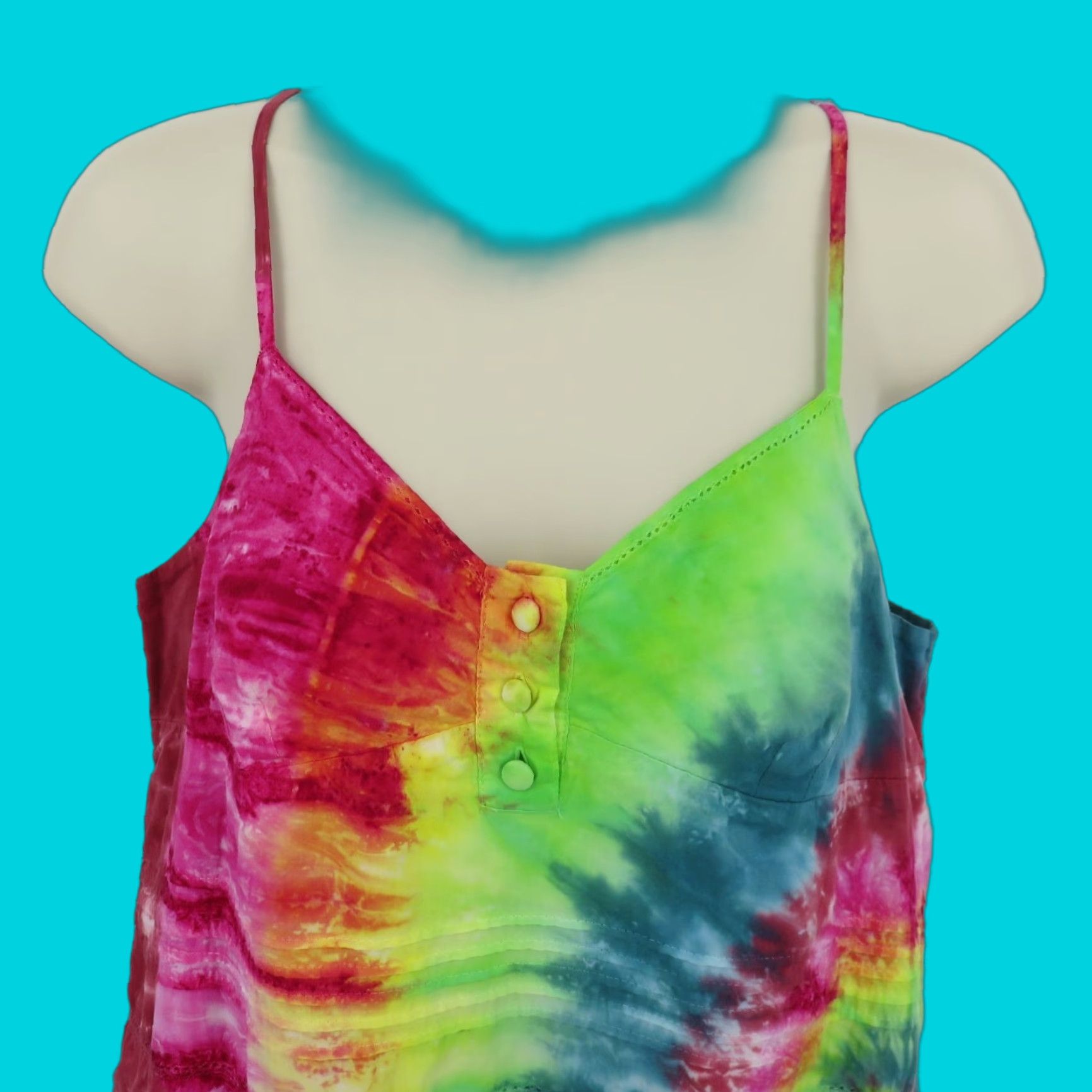 Mossimo Mossimo Supply Co Women Small Tie Dye Spaghetti Strap Tank Top Button Pleated Size S / US 4 / IT 40 - 1 Thumbnail