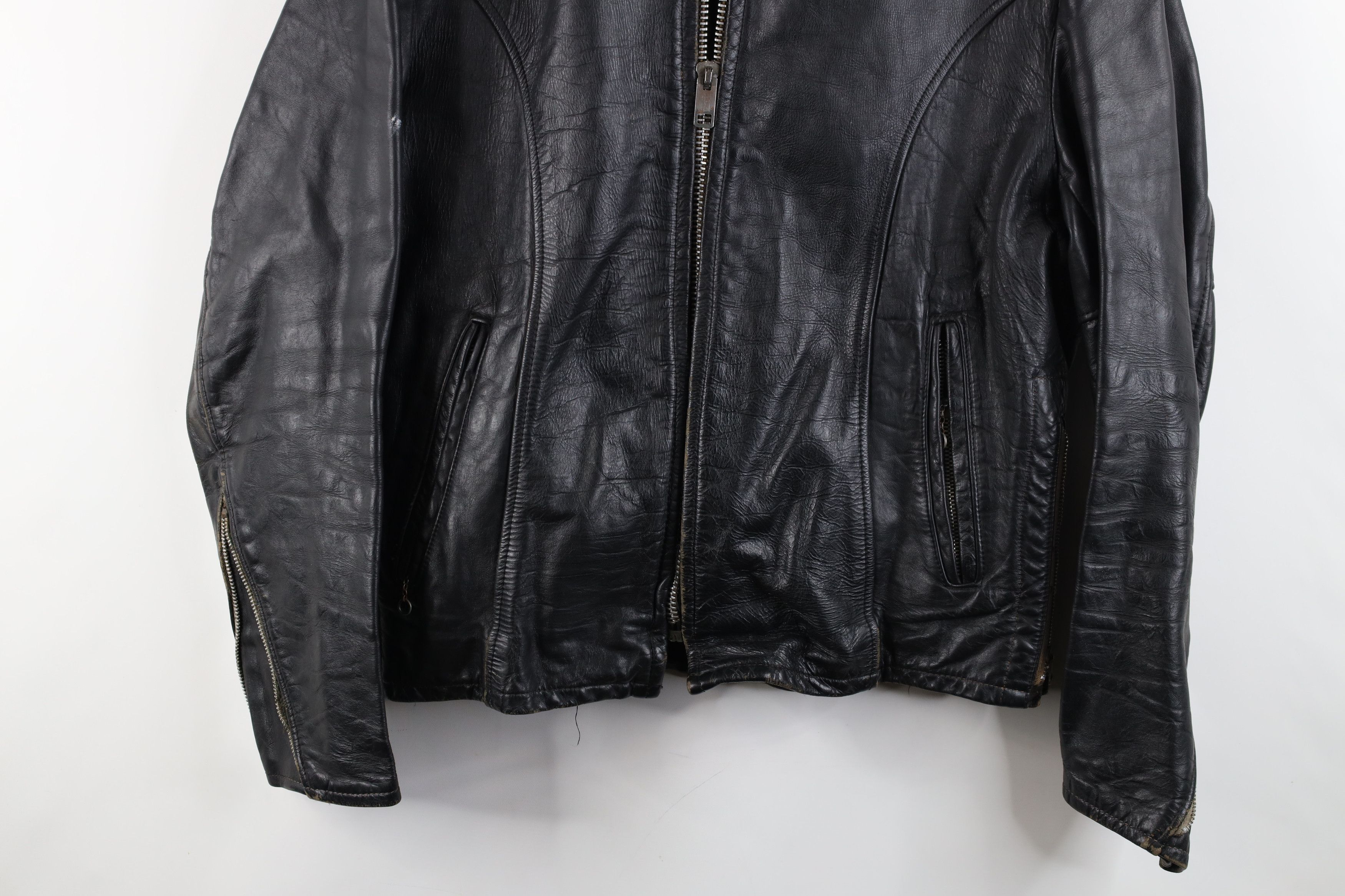 Vintage Vintage 70s Cafe Racer Motorcycle Bomber Jacket Black USA Size US L / EU 52-54 / 3 - 3 Thumbnail