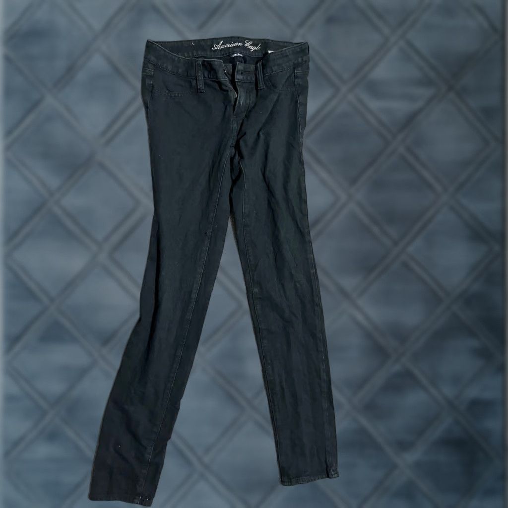 American Eagle Outfitters VINTAGE American Eagle Black Stretch Mid Rise Jegging Pants Solid Womens 2 Black Denim Jeans Size 26" / US 2 / IT 38 - 1 Thumbnail