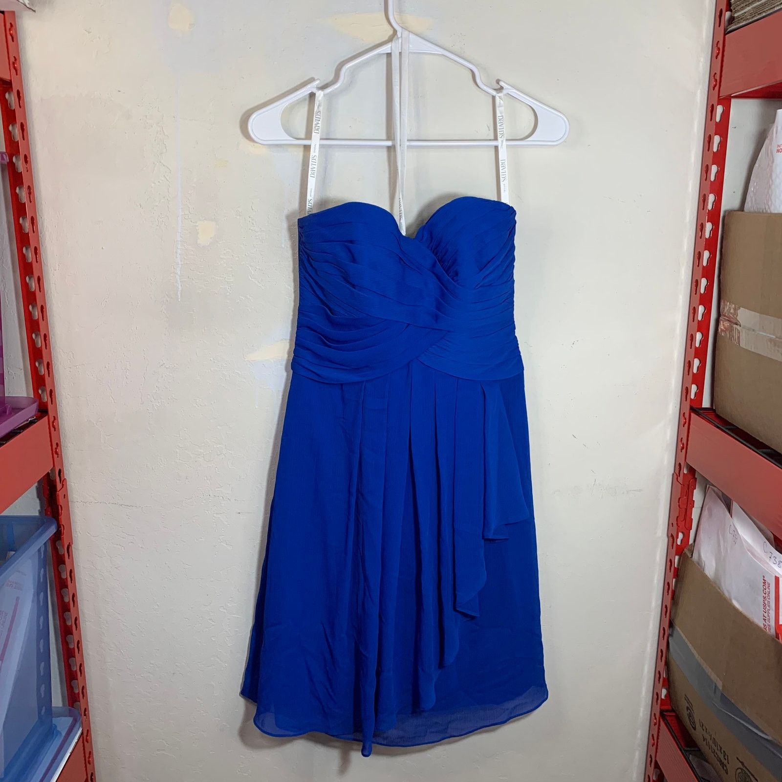 Other David's Bridal Blue Chiffon Mini Dress Size 2 Size XS / US 0-2 / IT 36-38 - 9 Thumbnail