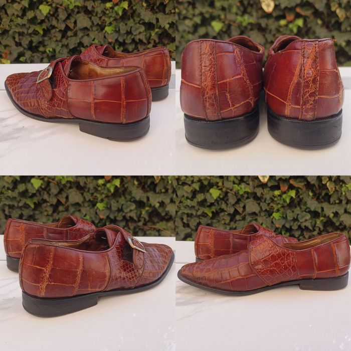 Vintage Michele Loisi EXOTIC FULL Alligator Monk Strap Dress Shoes